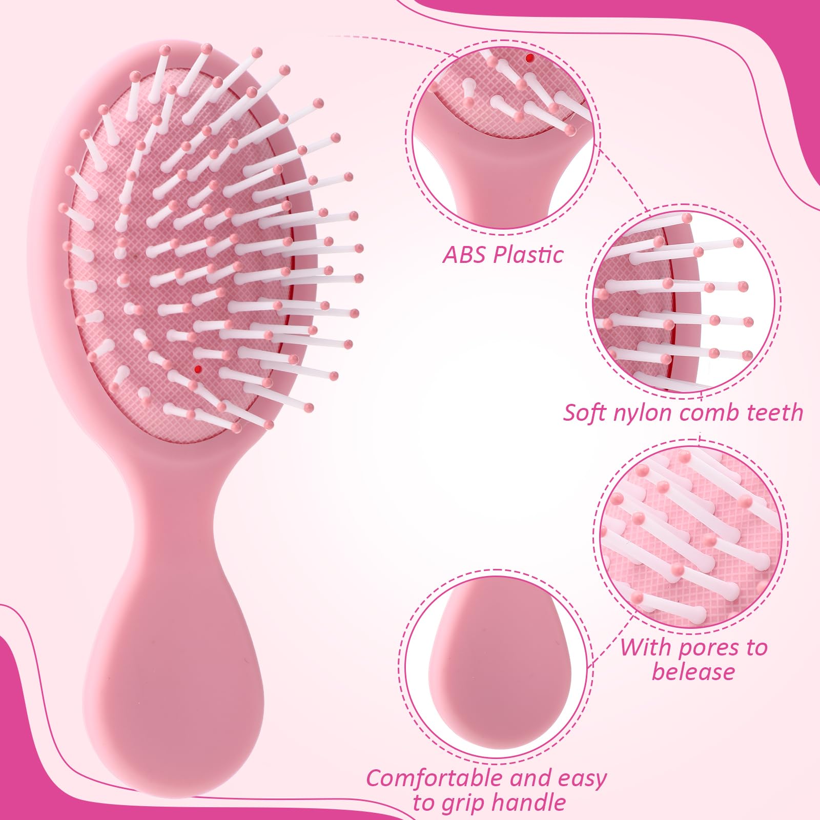 Zopeal 28 mini spazzole per capelli bagnati, idea regalo per bambini, per laurea, piccola spazzola per capelli da viaggio, per l'igiene di fine anno, districante, con setole morbide, per addio al
