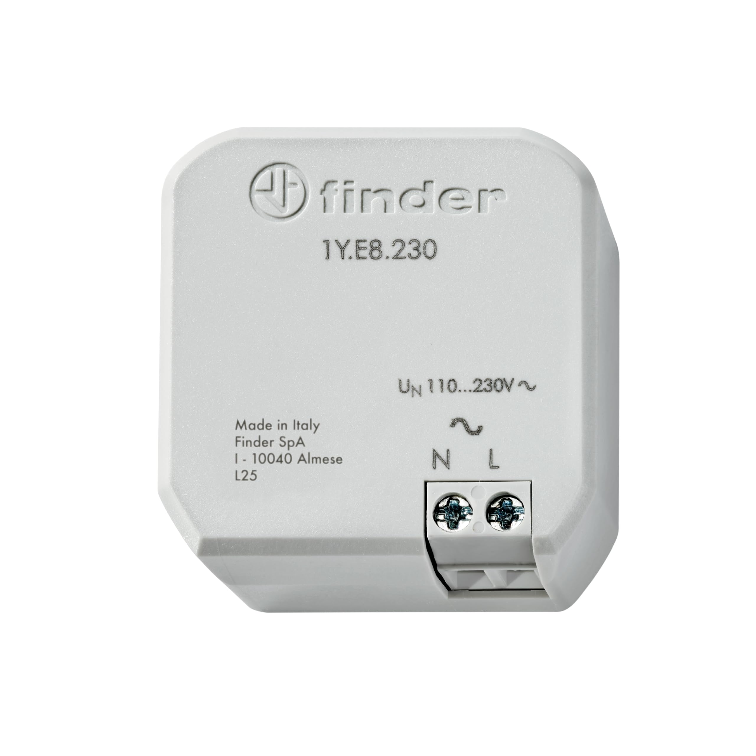 Finder Range Extender YESLY Tipo 1Y.E8.230, da incasso. Estende il campo d'azione del sistema YESLY di circa 10 metri in campo libero. Non necessita di configurazione.