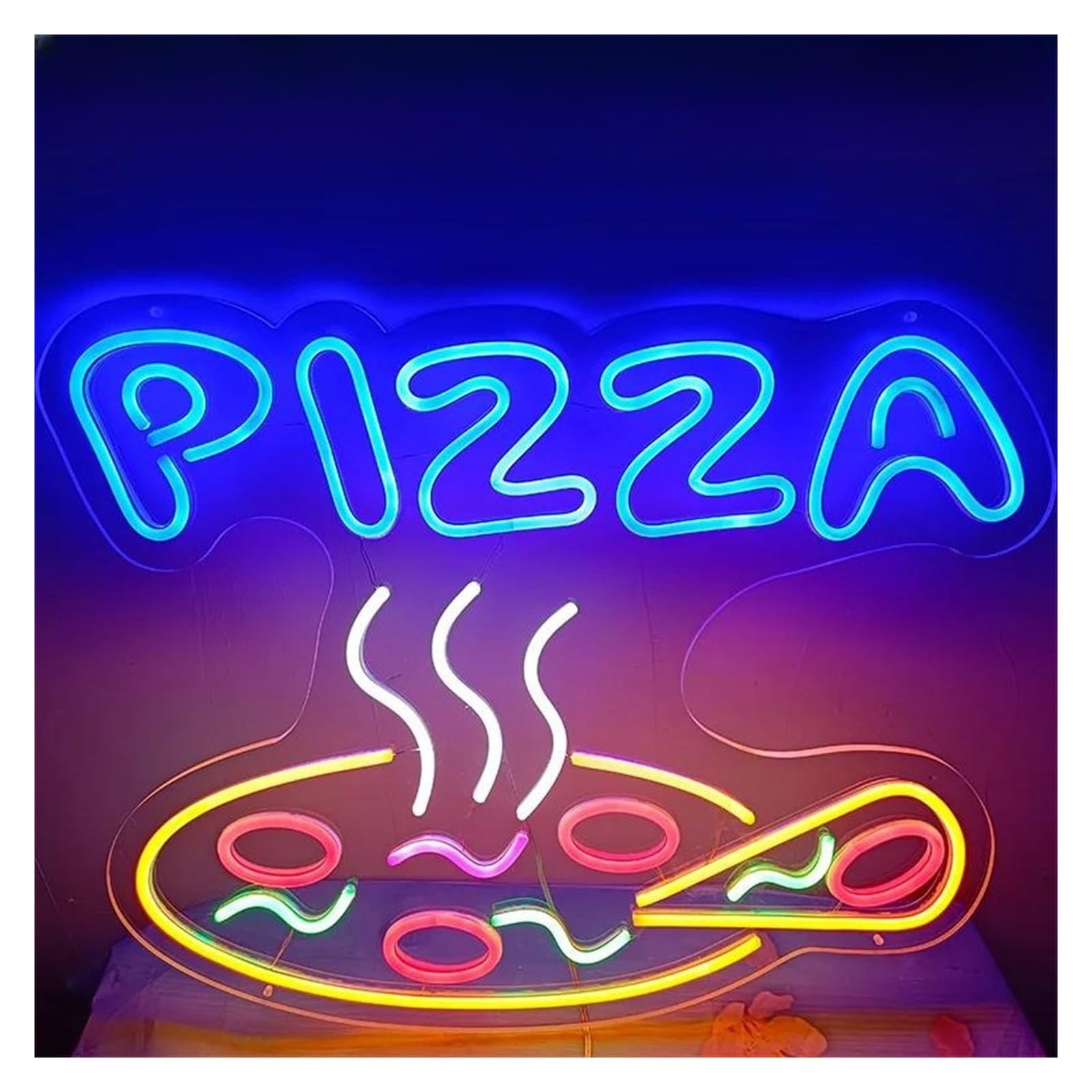 LEMST Signs Lamp Pizza Neon Signs USB Powered Adjustable Brightness Night Lights Letter Neon Lights Suitable for Shop Decor Open Sign 40cmx50cm