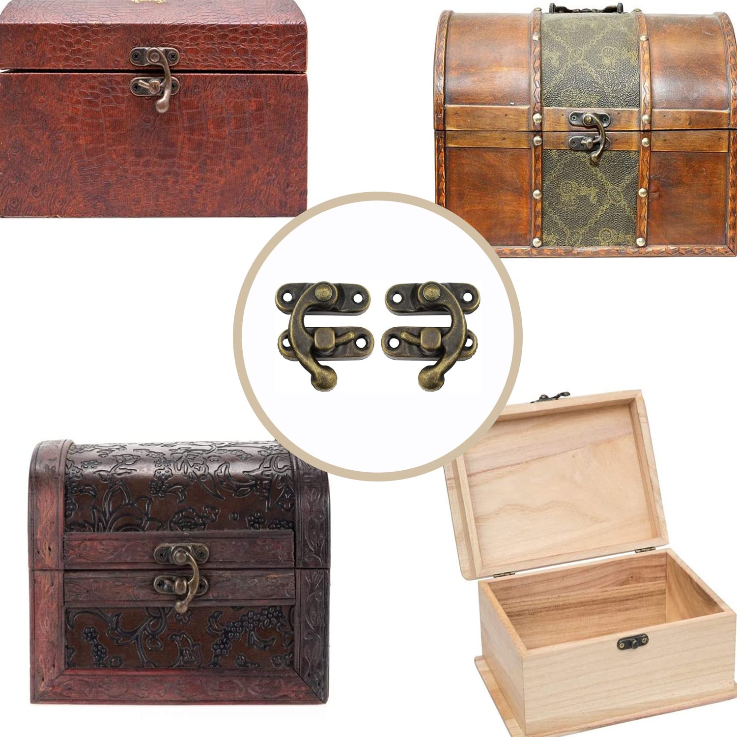 20 Pezzi Bronzo Hasp, Hasp Antico Legno, 40 Pezzi Cerniere Per Scatola, Con Viti, Per Artigianato Retrò, Come Scatole Retrò In Legno, Scatole Regalo, Scatole Per Vino, Cassette Per Attrezzi