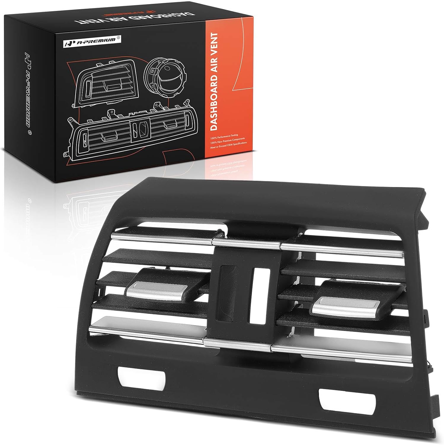 A-Premium Dashboard AC Air Vent Compatible with BMW 740i 2010-2015, 740Li 2011-2015, 750i, 750Li xDrive, 760Li, Alpina B7 xDrive, Alpina B7L xDrive, Black and Chrome