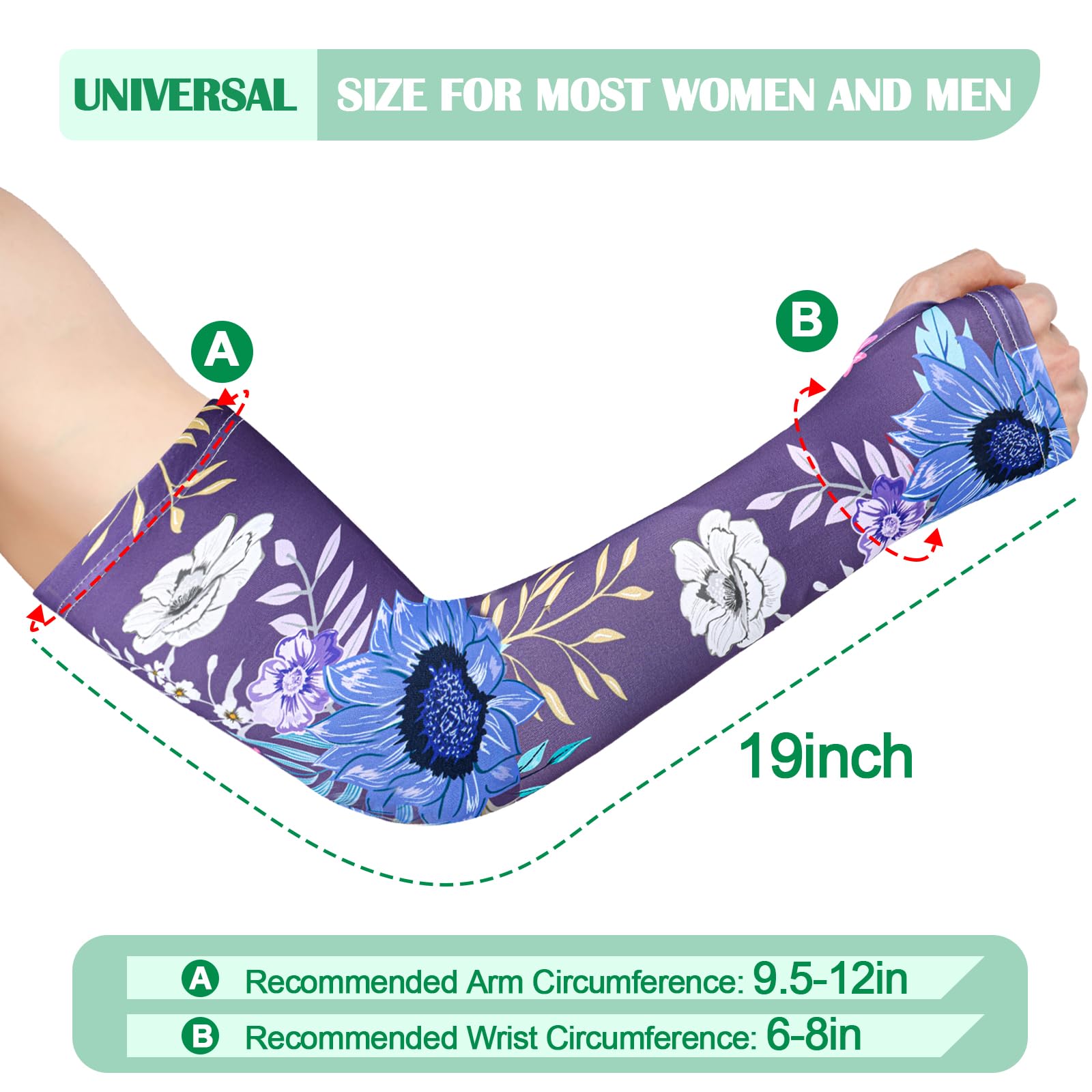 4 pares de mangas de jardinería antideslizantes con agujero para el pulgar, mangas de enfriamiento para mujeres y hombres al aire libre, mixcolor-a, talla única