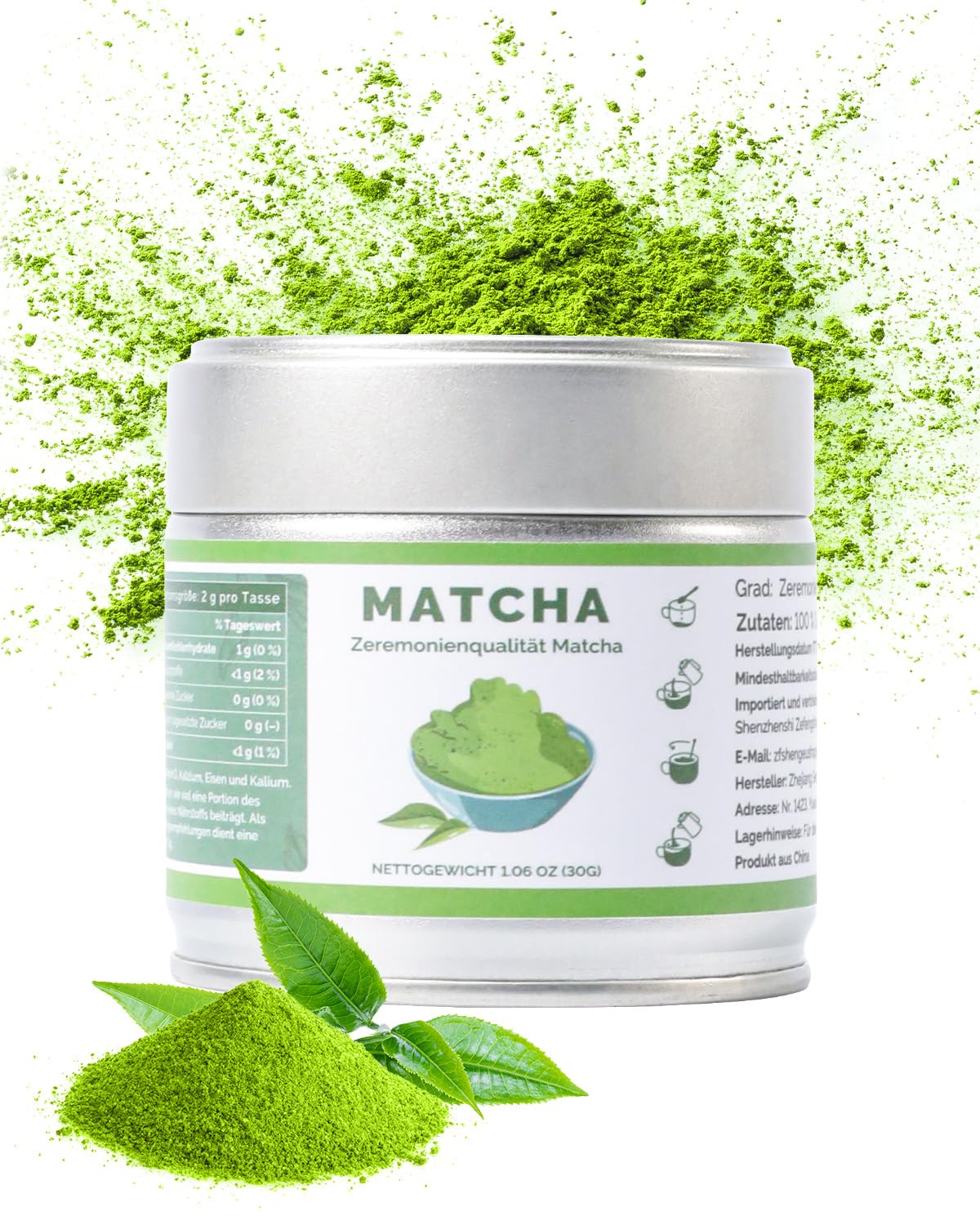 Premium Matcha Tee Pulver, Hochwertiger Ceremonial Grade, Weicher Reiner Geschmack, Erste Pflückung, Ohne Zusatzstoffe, Veganfreundlich, Natürlicher Aromaprofil, Ideal für vielseitige Getränke, 30g