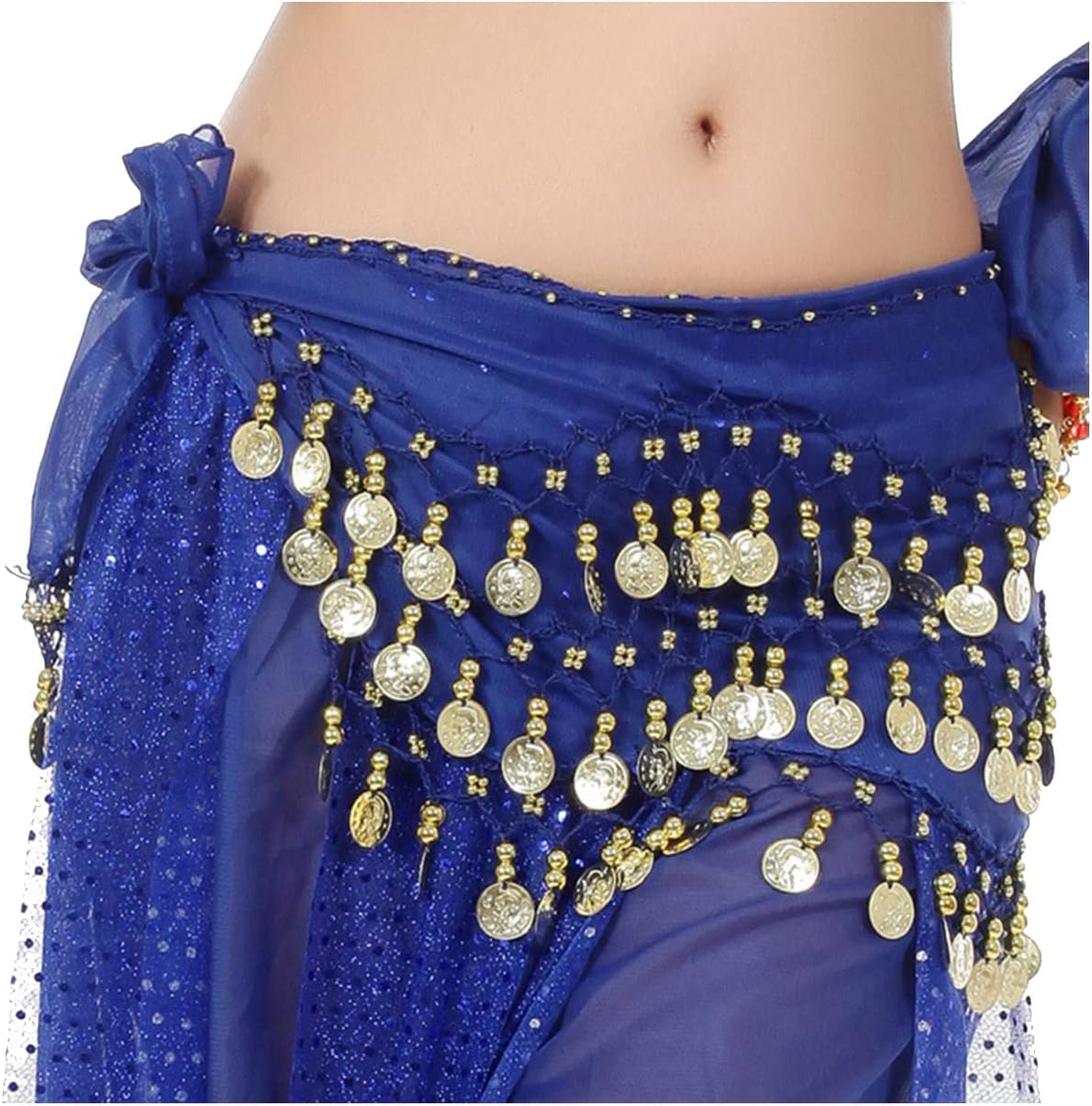 Lauthen.S 128 Coins Belly Dance Hip Scarf Tribal Belt Halloween Genie Costume Accessory - Image 2