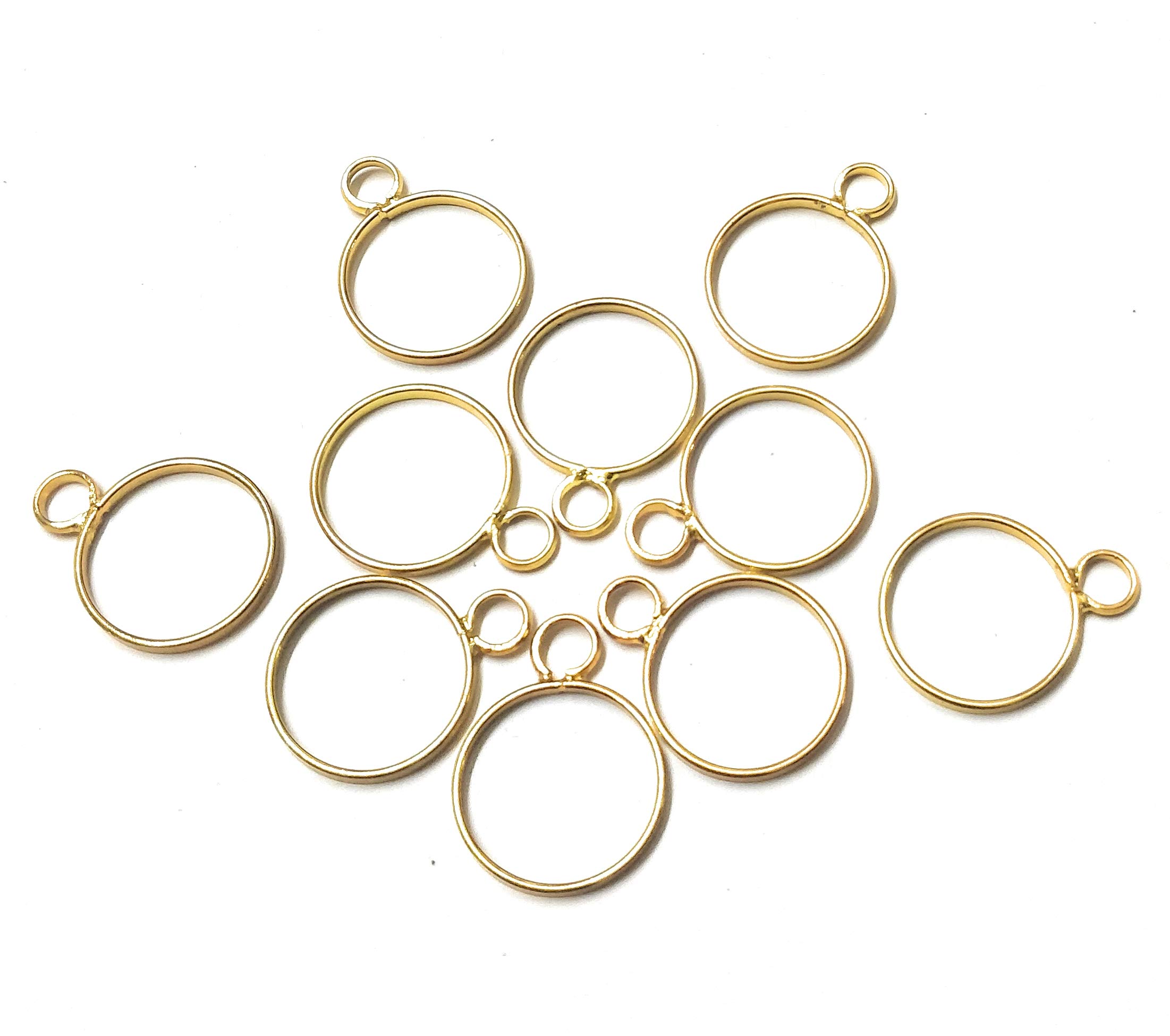 Excellentcrafts 25mm Gold Round Frame Pendants, Bezel Charms Open Back Bezel Pendants DIY Crafts (10 Pcs) 1