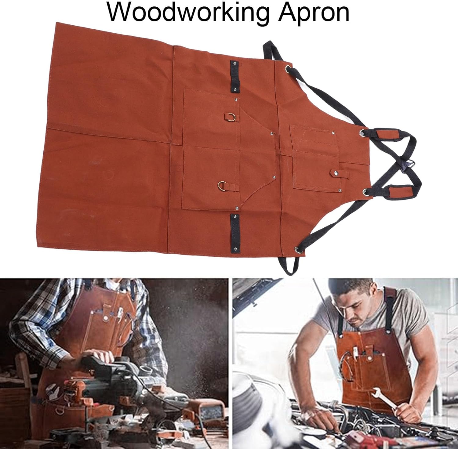 Sorandy Woodworking Apron, Heavy Duty Inflaming Retarding Water Proof Oilproof Dirtproof with 10 Tool Pockets for Welding Grilling Gardening