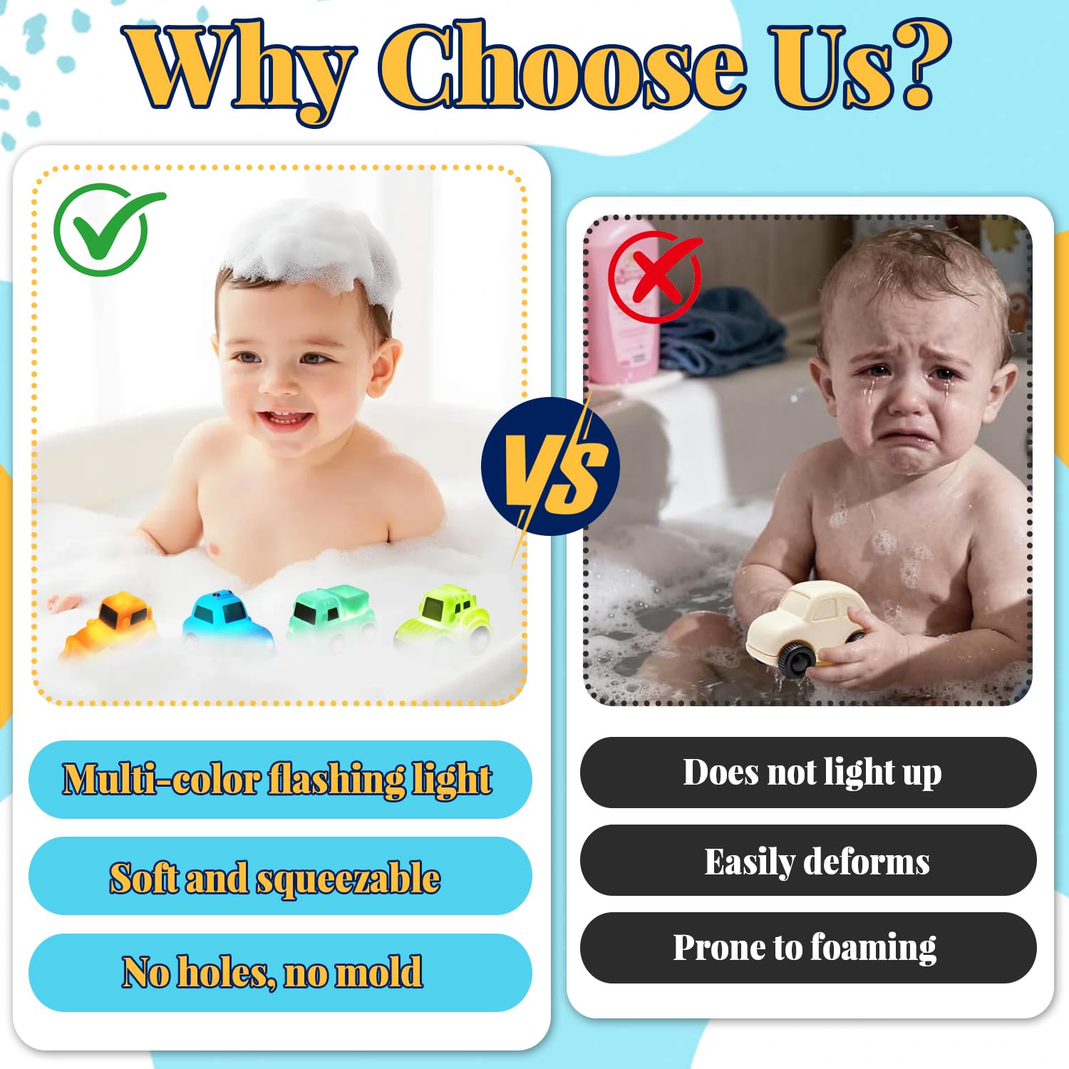 Auto Badewannenspielzeug, Wasserspielzeug Badewanne Spielzeug Kinder, Farbwechsel Badewannenspielzeug, Ohne Löcher Autos Badespielzeug, Leuchtet Wasserspielzeug Baby, Geschenke für Jungen und Madchen - 4