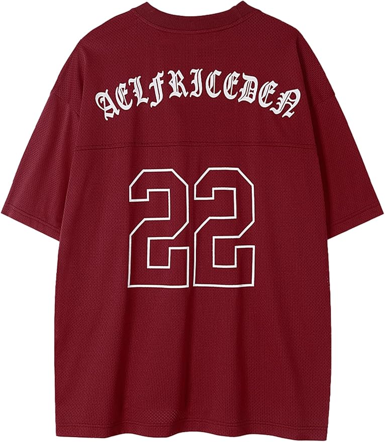 Aelfric Eden Mens Jersey Shirts Mesh Print Number Unisex Oversized Graphic Tees Short Sleeve Casual T Shirt Y2k Tops