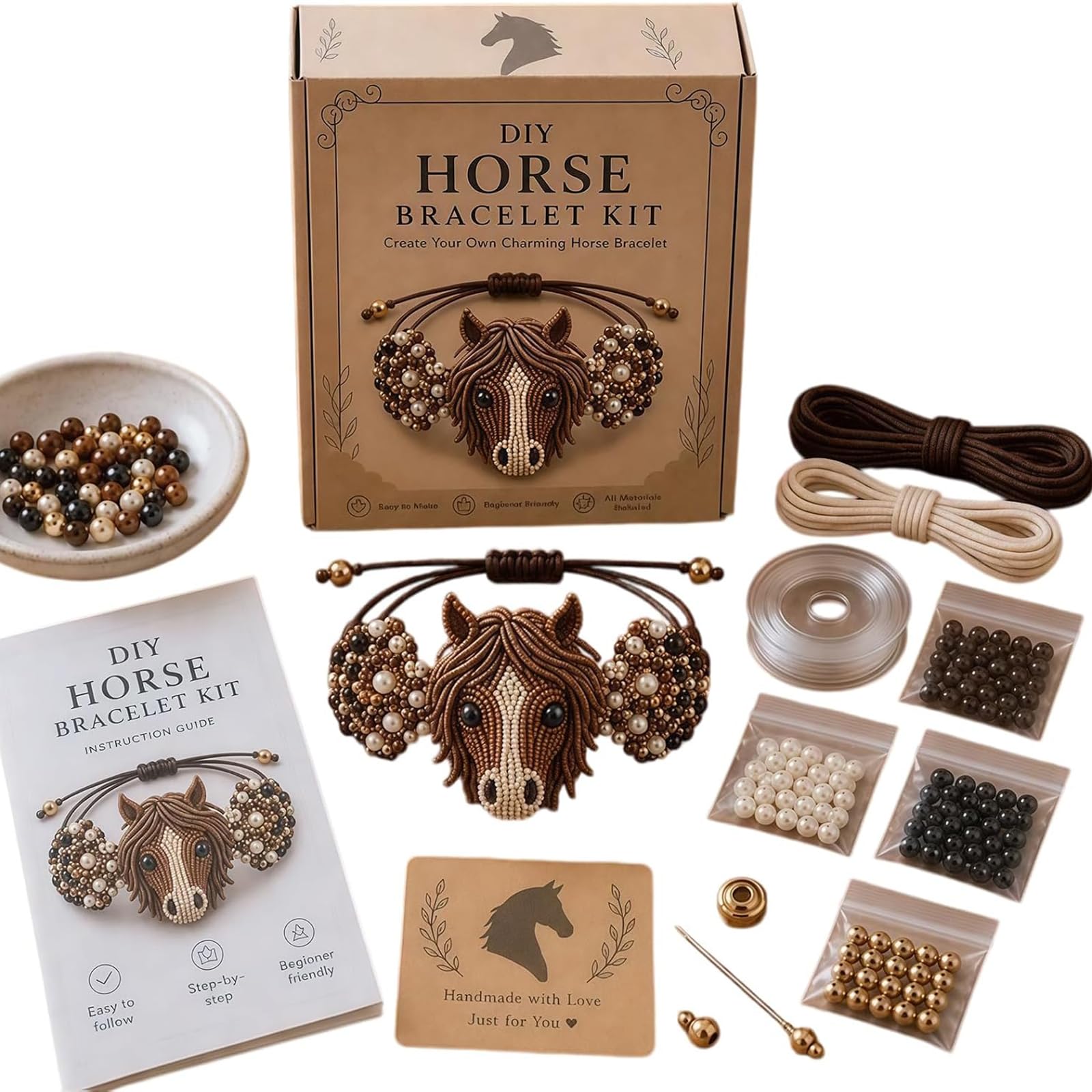 Fokayo DIY Beaded Bracelet Making Kit - Creative Manual Jewelry Art Craft, Cute 3D Beaded Animal Bracelet Craft Kit, Handmade Bead Weaving Jewelry Making Set with Instructions (#F)