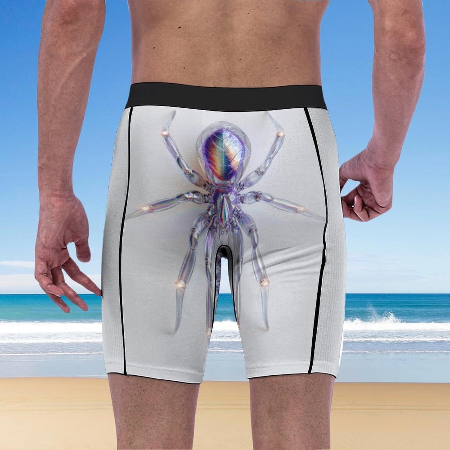 Holographic Spider Soft Breathable Men Athletic Underwear Stretch Quick Dry Sport Boxer Briefs for Daily Workout Gym Wear