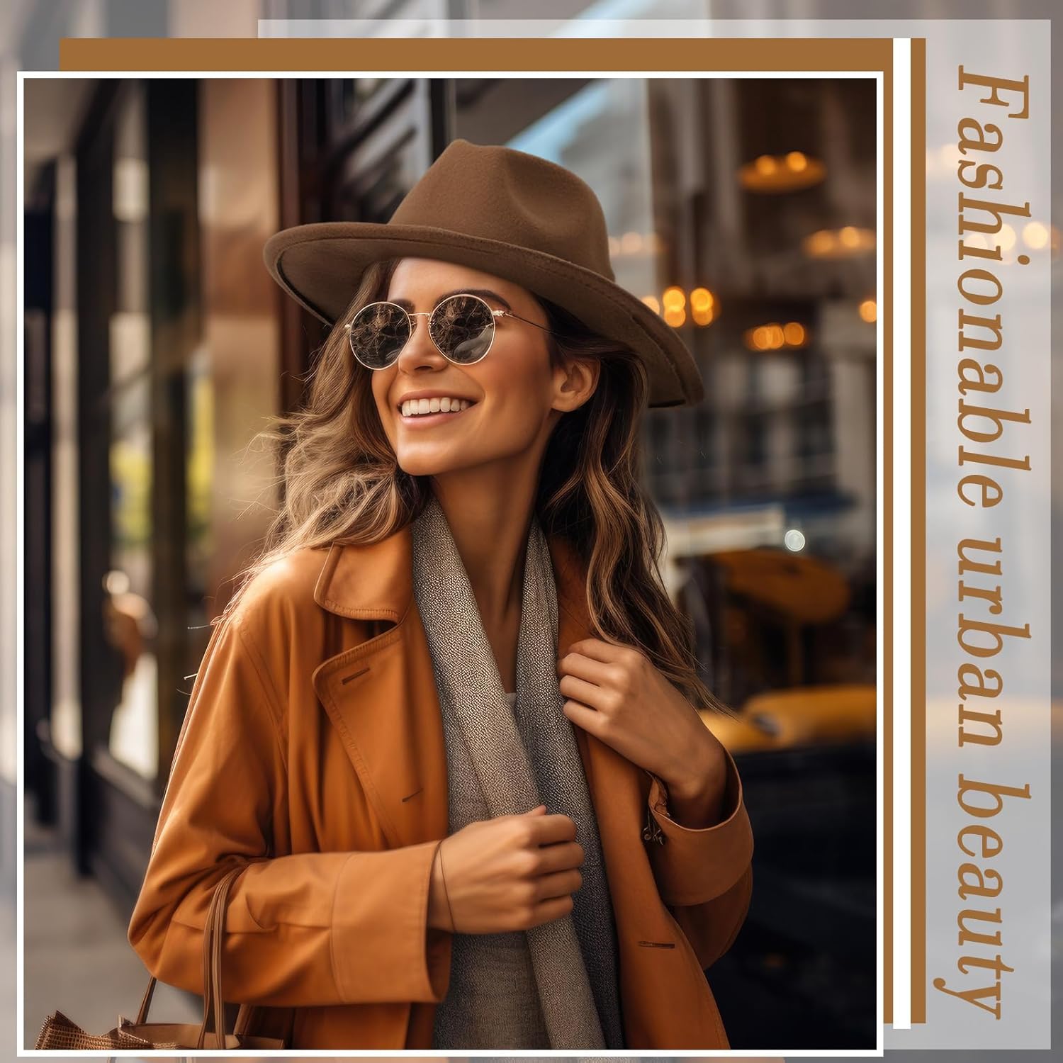 Hercicy 6 Pcs Fedora Hats for Women Men Felt Wide Brim Hats Vintage Boho Hat with Belt Buckle Panama Hat