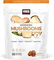 Force Factor Modern Mushrooms Soft Chews: Lion's Mane, Cordyceps, Turkey Tail for Energy, Focus, Immunity & Digestion - Cinnamon Roll 60 Ct