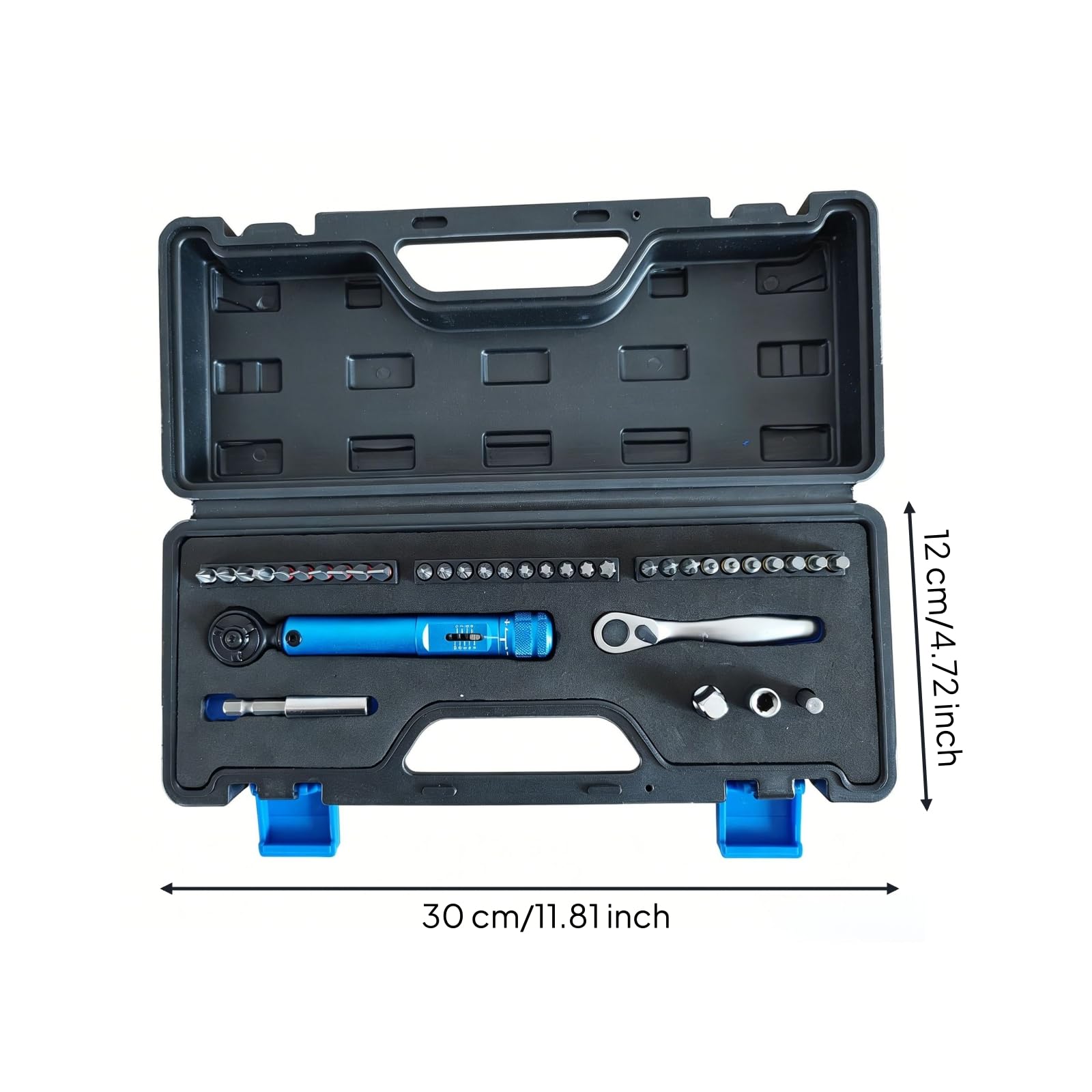 MagiDeal Chiave Dinamometrica Bici Set Riparazione Bussole Bit Adattatori Prolunga Cricchetto Controllo Coppia Stampata Custodia con Scomparti Adatta per Ciclisti Professionisti Laboratorio