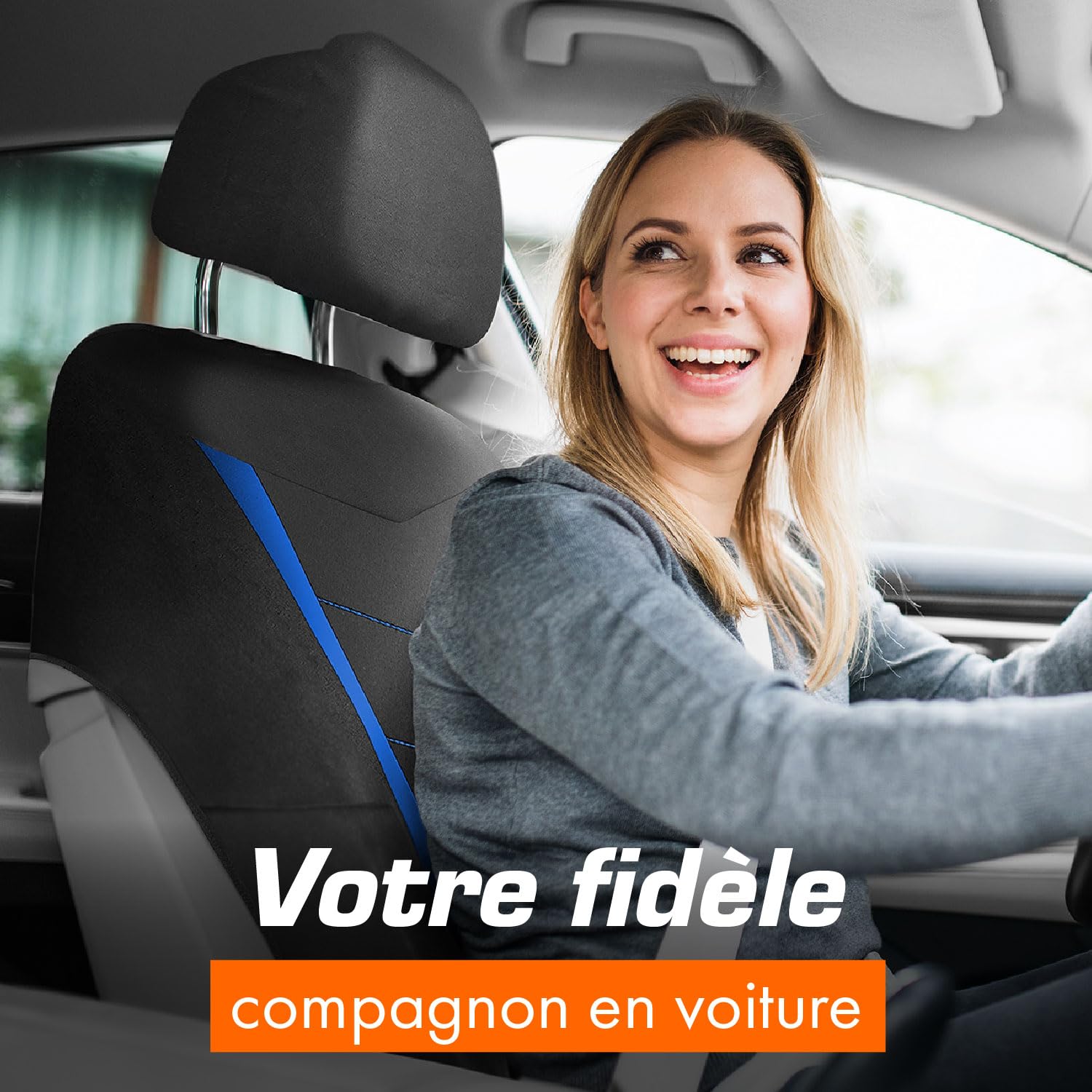 upgrade4cars Housse de Siege Voiture Universelle Noir Bleu | Ensemble de Housses Siège Auto Universel | Couvre Sieges pour Avant et Arrière