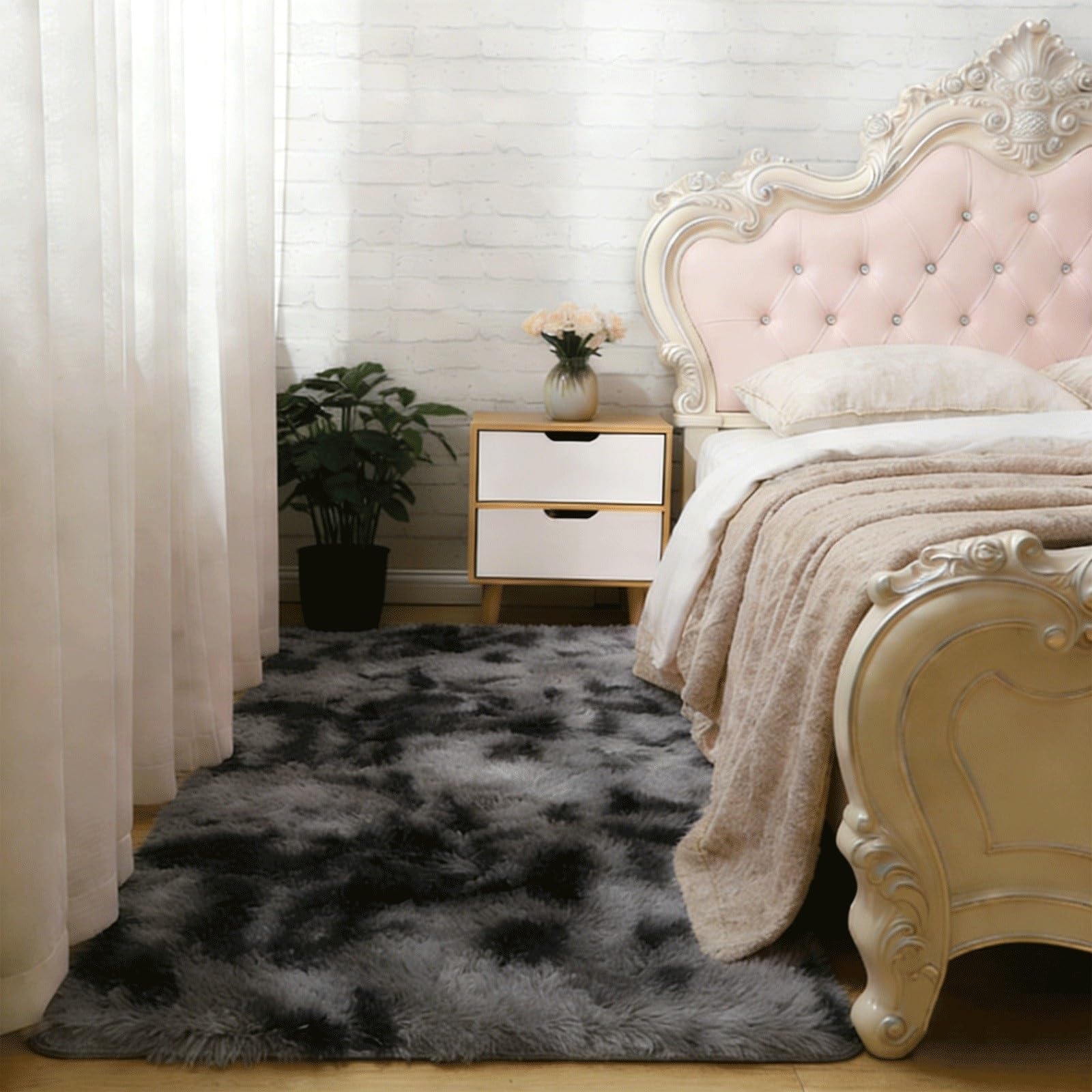 Tapis de chambre bébé noir 170 x 200 cm doux et chaleureux