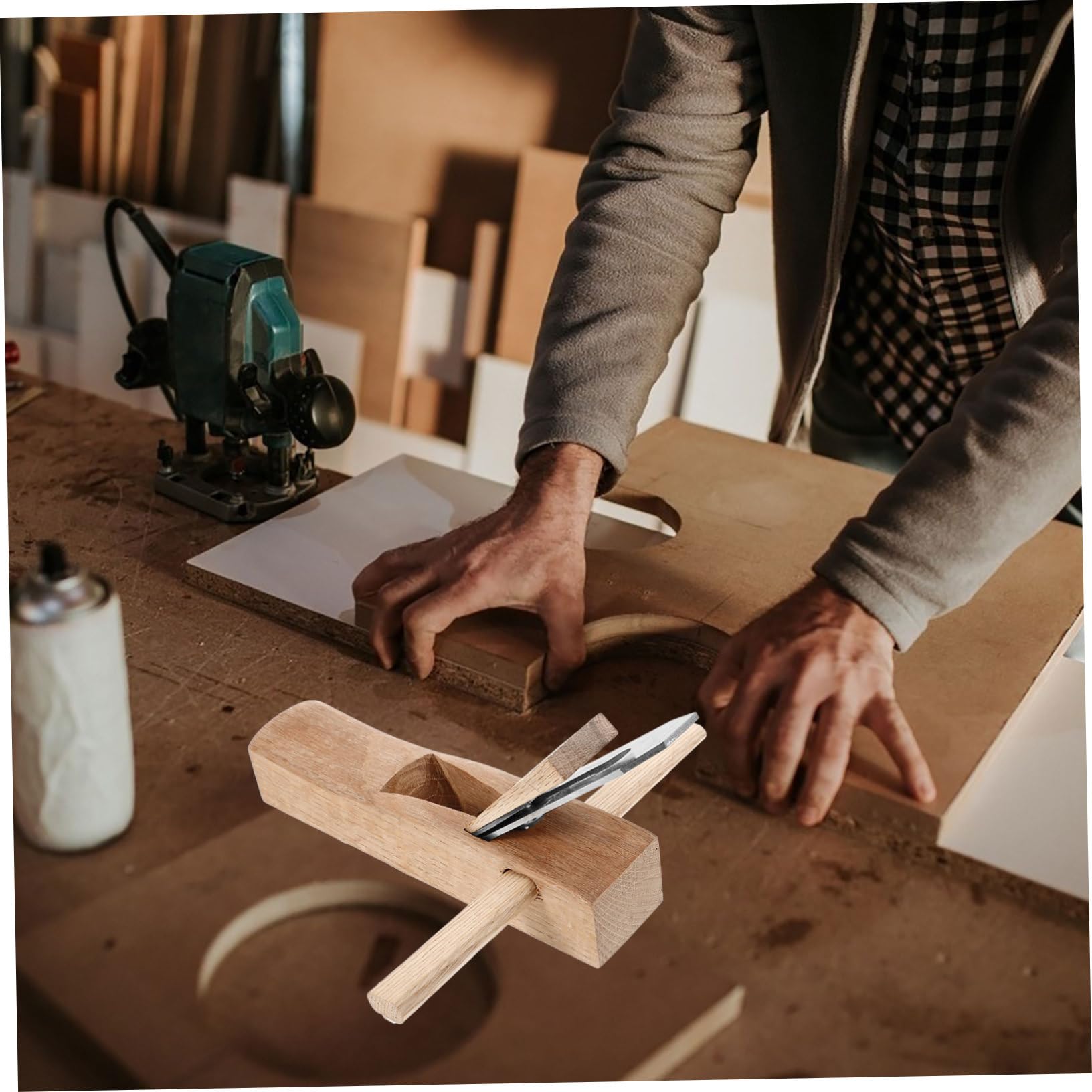 OSALADI Pialla Manuale per Legno 250mm Rifinitura Liscia e Lama in Metallo per Progetti di Falegnameria Fai da Te