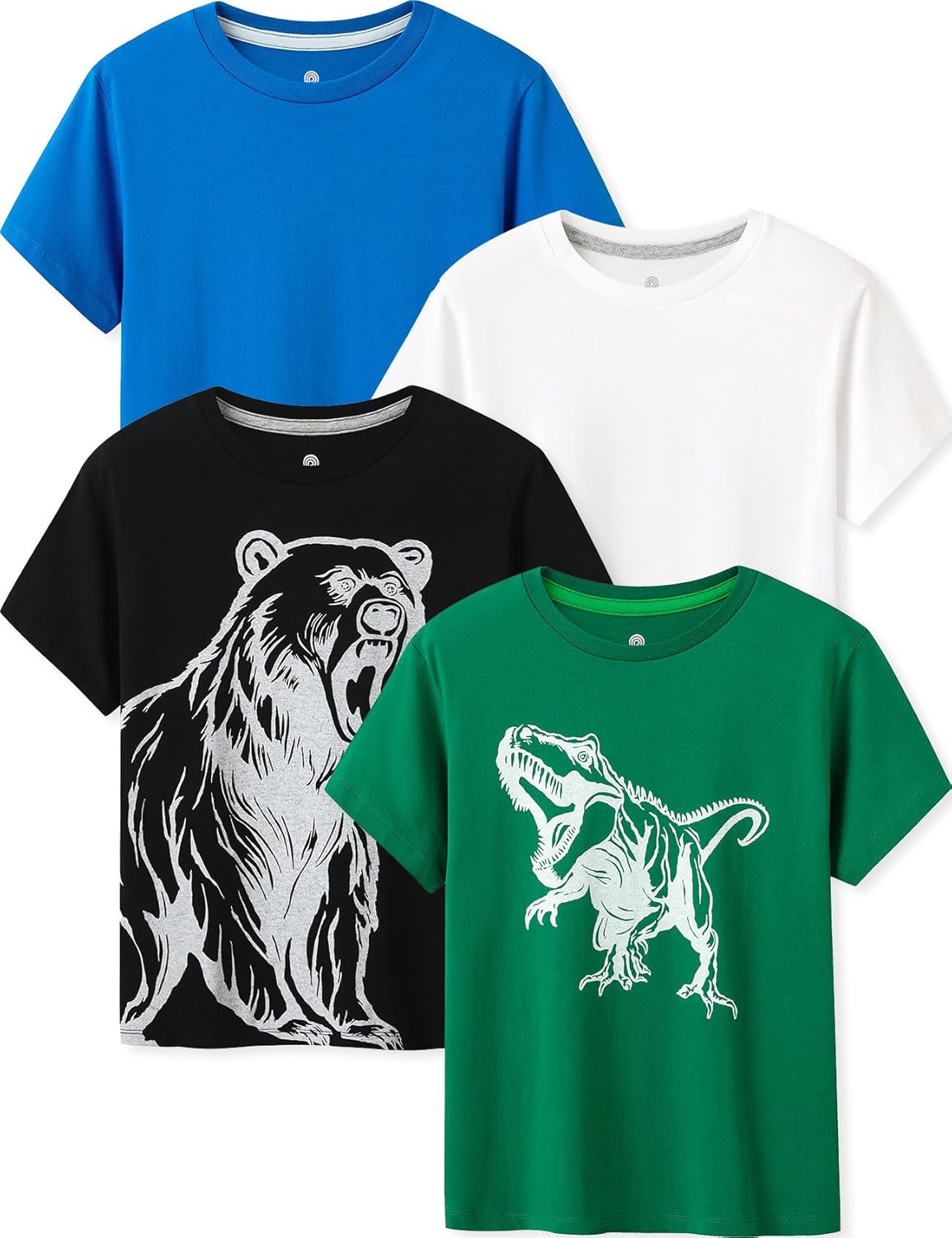 LAPASA Kids T-Shirts Short Sleeve 4 Pack 100% Cotton Tops