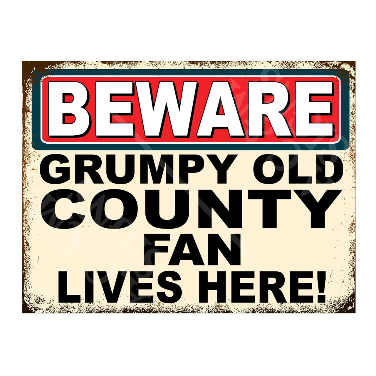 Metal Sign Plaque Print Poster Funny Beware Grumpy County Fan Lives Here Football Gift Dad Man Cave Shed Home Bar Ref4902 (8x6 inches (Approx) 20cmx15cm)