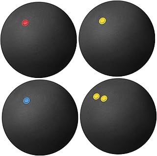 Mikikit 4 Piezas Calabaza Pelota De Squash De Entrenamiento De Squash De Interior Bolas De Calabaza para Principiantes Elástico Competencia Interior Rebotar Negro Caucho