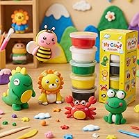 OpenairComfort Air Dry Clay Kit for Kids: 5 Animal Modeling Clays with Tools & Tutorials, Safe Non-Sticky Non-Toxic