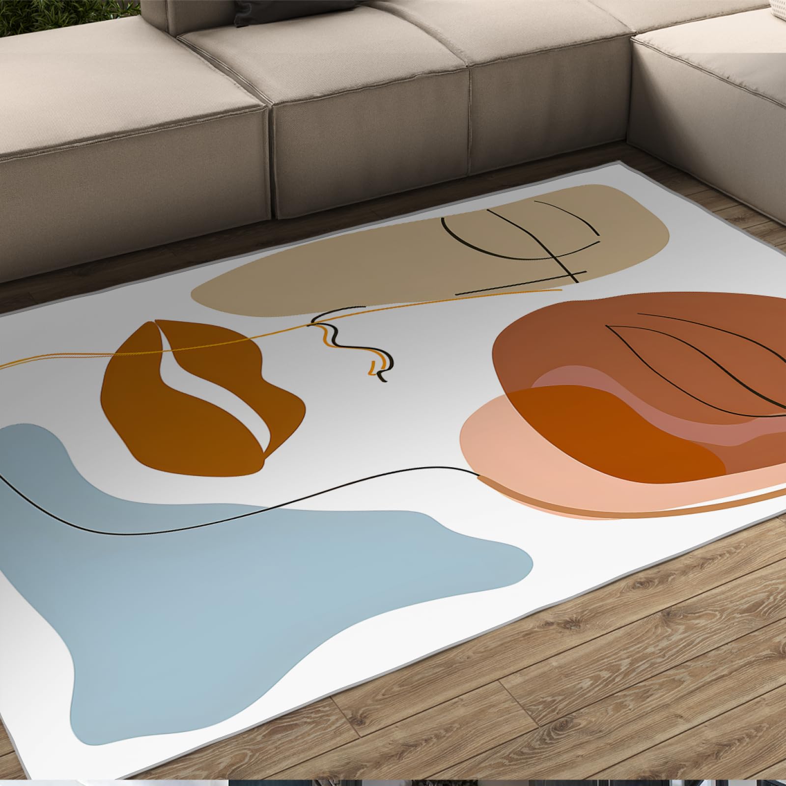 Tapis minimaliste abstrait visage lavable grand tapis de couloir et chambre
