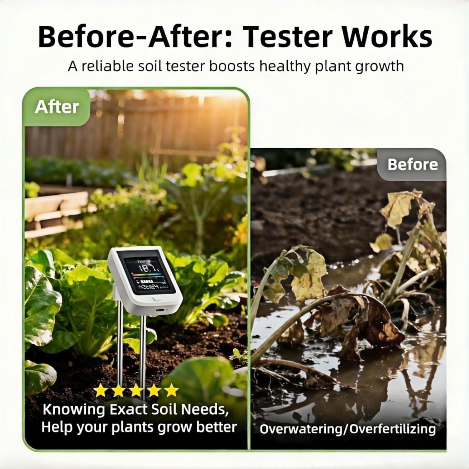 Soil Moisture and pH Meter Set, Ideal for Small Houses and red Areas, Portable pH Soil Tester for Garden Soil, Measures Soil Moisture and Nutrient Levels.