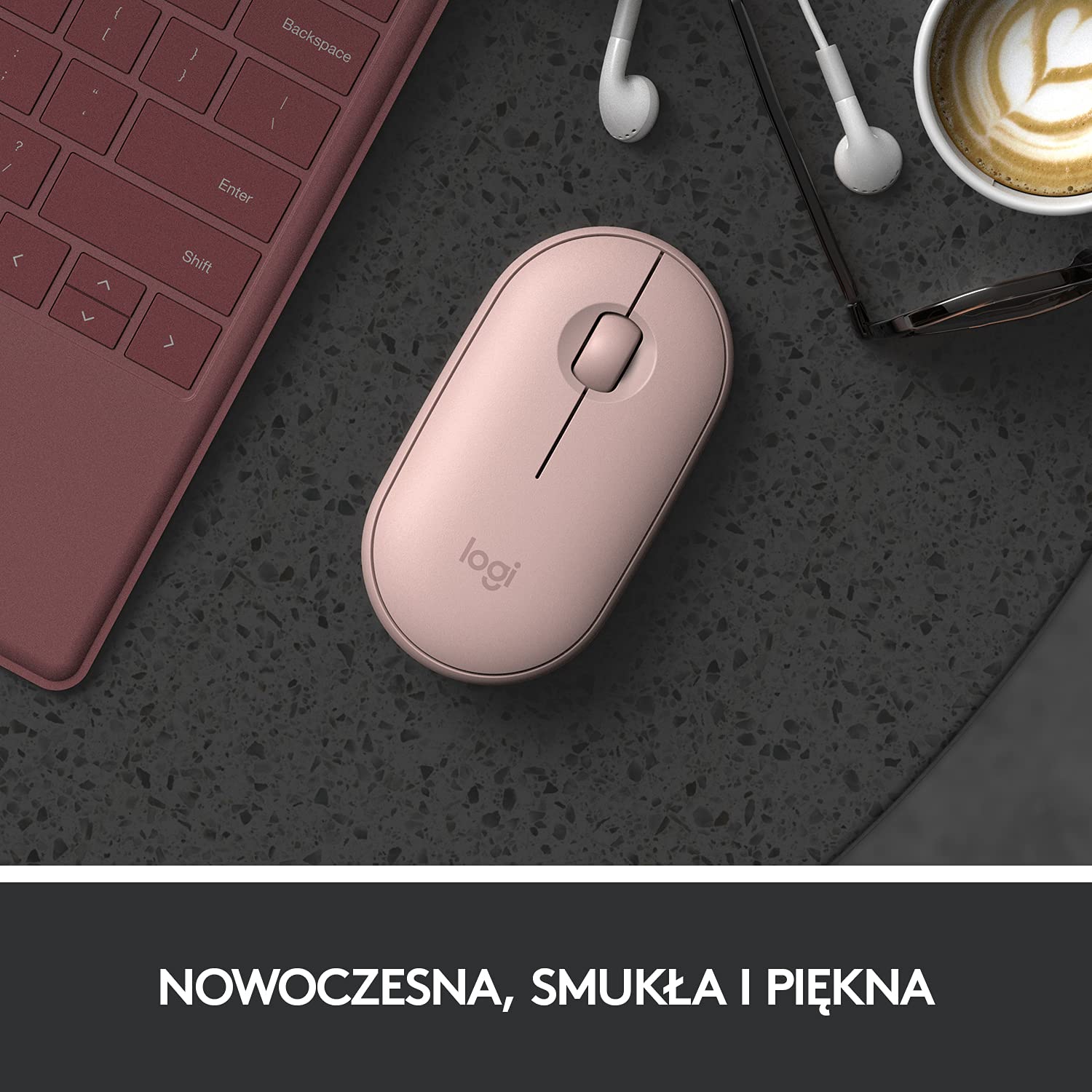 Logitech Pebble Mysz bezprzewodowa z Bluetooth | Odbiornik 2,4 Ghz, cicha, smukła mysz komputerowa dla laptopów / notebooków / iPadów / PC / Mac / Chromebook - Różowy
