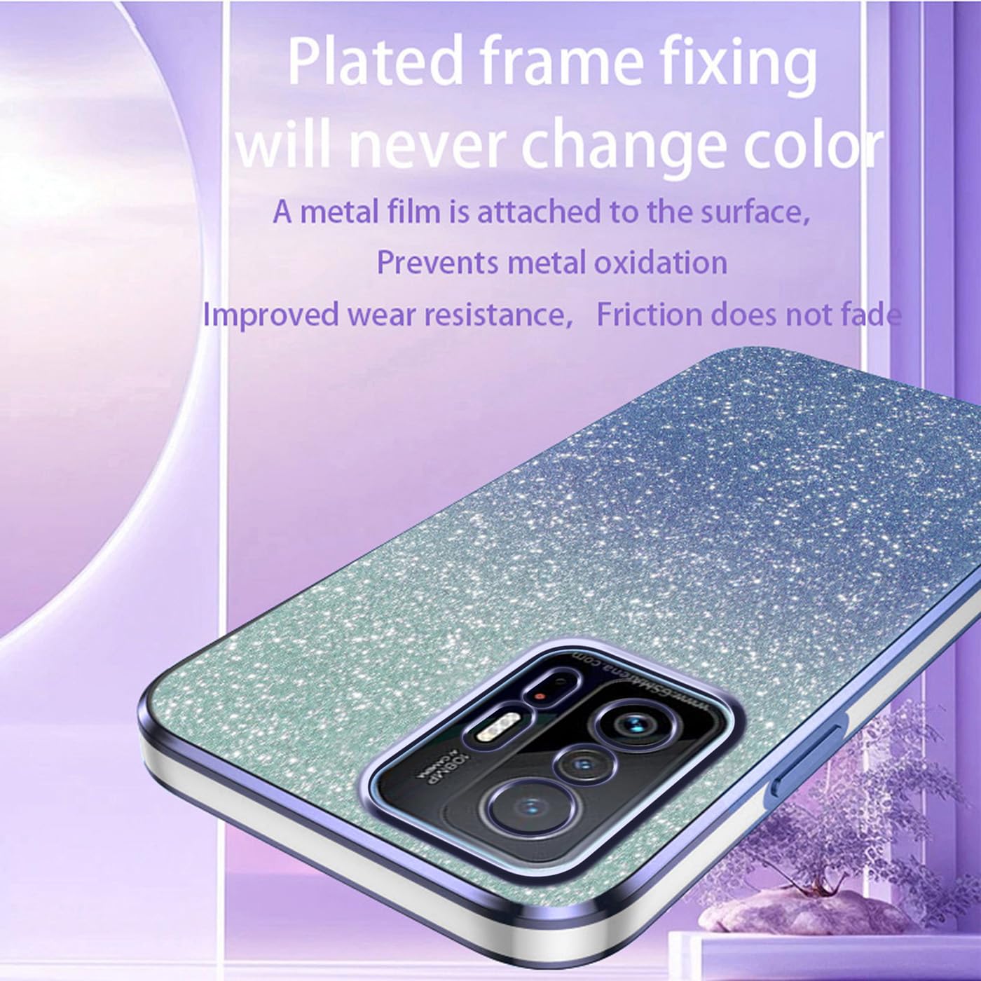 Cover per Xiaomi 11T/Mi 11T PRO Glitter Bling Liquido Custodia per Xiaomi 11T/Mi 11T PRO Flowing Liquid Floating Glitter Cover Silicone TPU Sparkly Brillantini Quicksand Case Unicorno