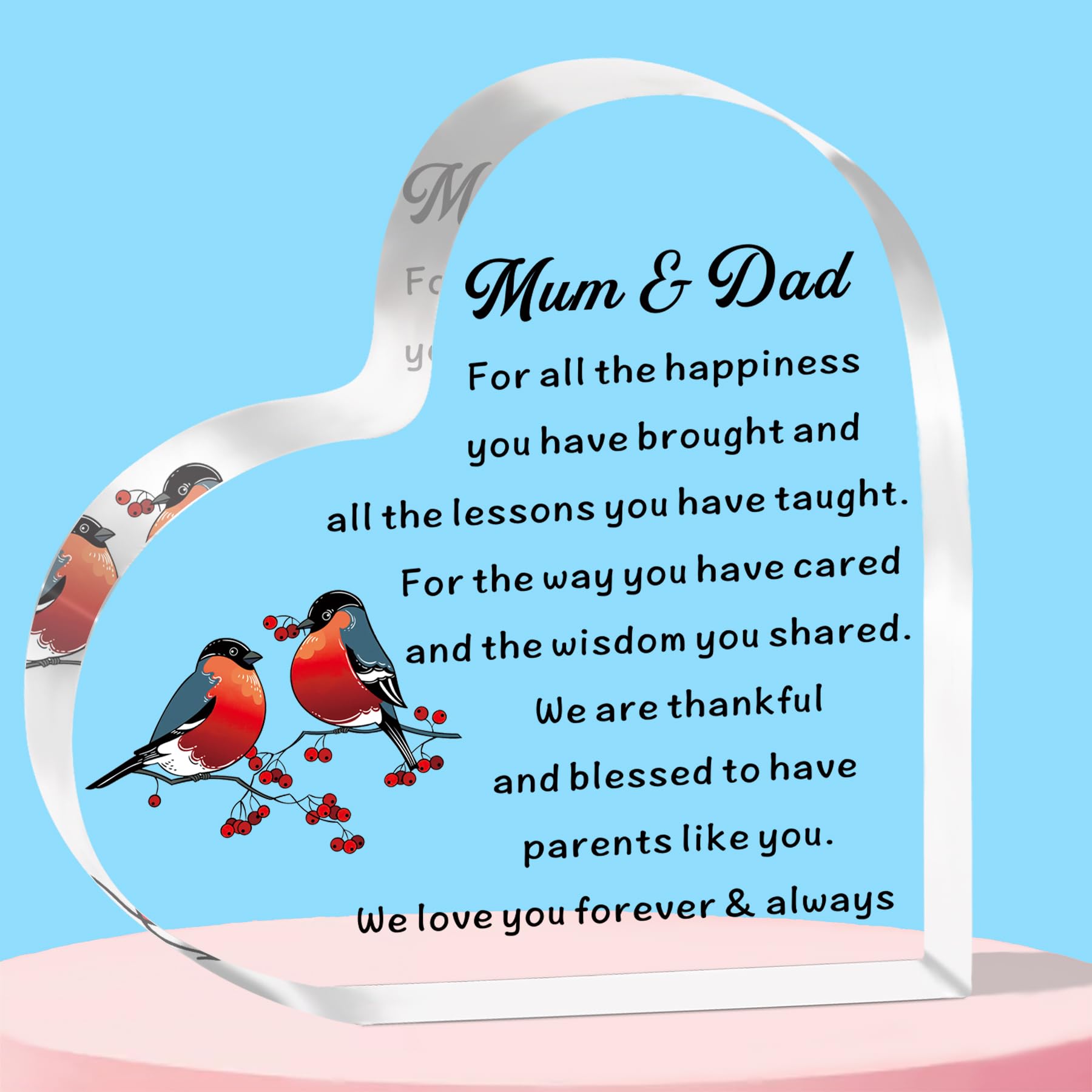 SMARGO Mum And Dad Gifts from Son Daughter,Mum And Dad Acrylic Plaque Gifts For Wedding Anniversary Birthday Christmas Mothers Day Presents for Mum And Dad