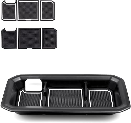 Miniatura 1 de FIILINES Compatible con el organizador de consola central de tablero 2022 2023 2024 Toyota Tundra Dash caja de almacenamiento para teléfono celular,