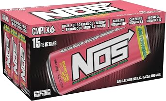 NOS Grand Prix Guava: High Performance Energy Drink. 16 Fl oz (Pack of 15)