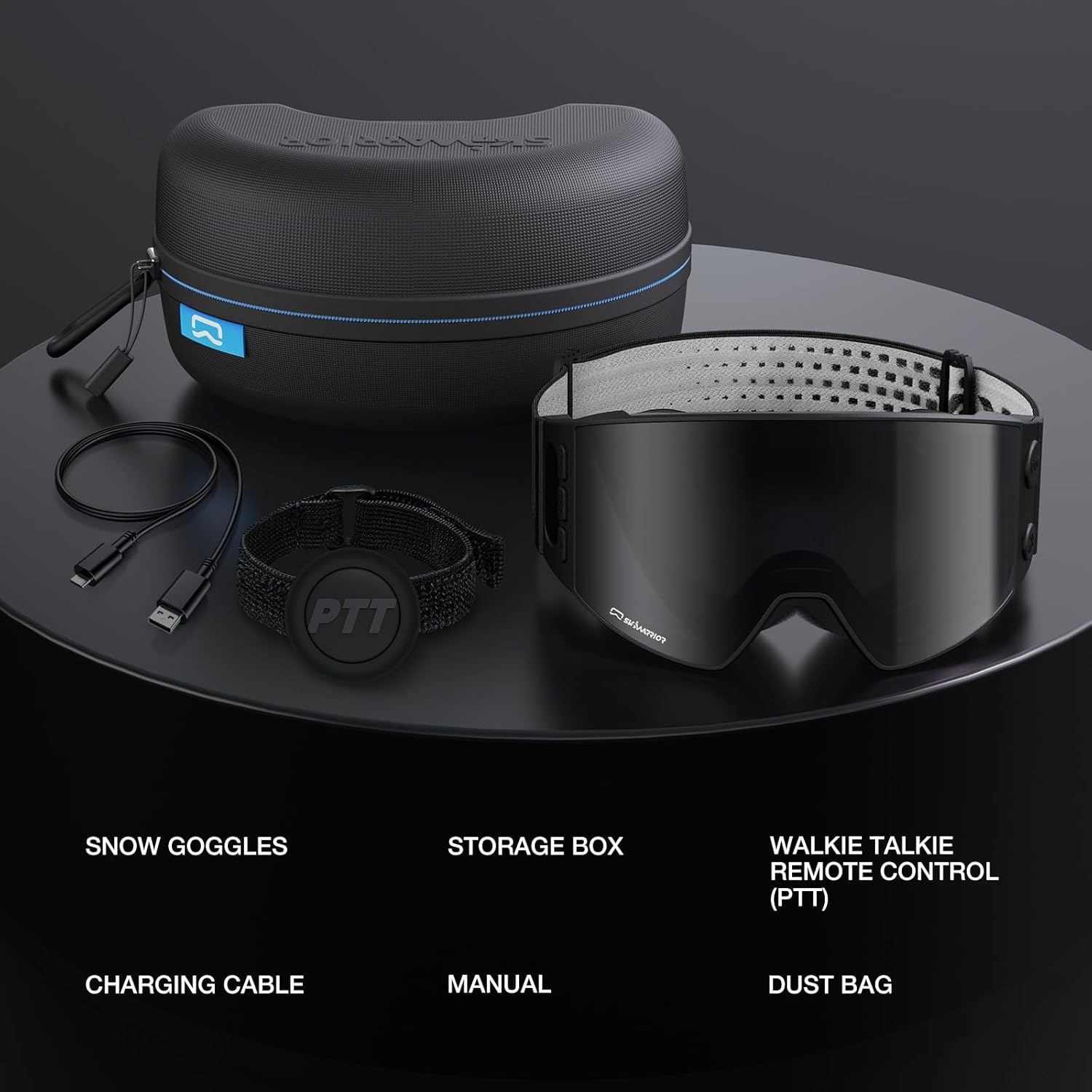 G01 Bluetooth Smart Ski Goggles with Walkie-Talkie-Snowboarding Goggles with Play Music Answer Calls