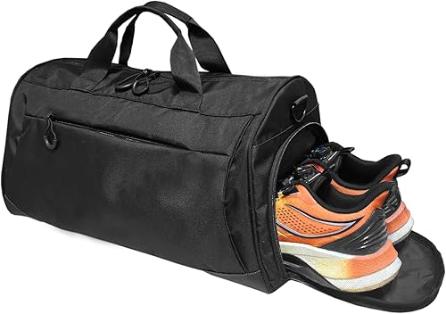 Bolsa de gimnasio para hombres y mujeres con correa para el hombro, compartimento para zapatos y húmedos, bolsa de lona ligera, bolsa atlética
