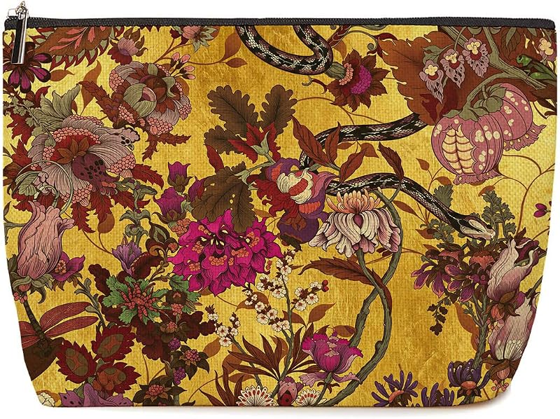 Necessaire de maquiagem Lovdazzles Dark Floral Multicolor 1841 com zíper, Pacote com 1