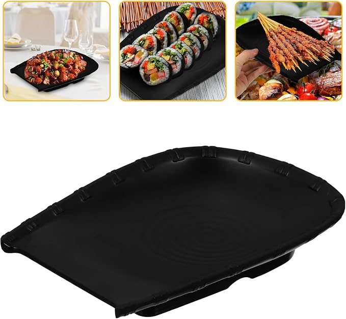 Plato para Sushi Estilo Japonés Uonlytech 9 Pulgadas Negro miniatura 9