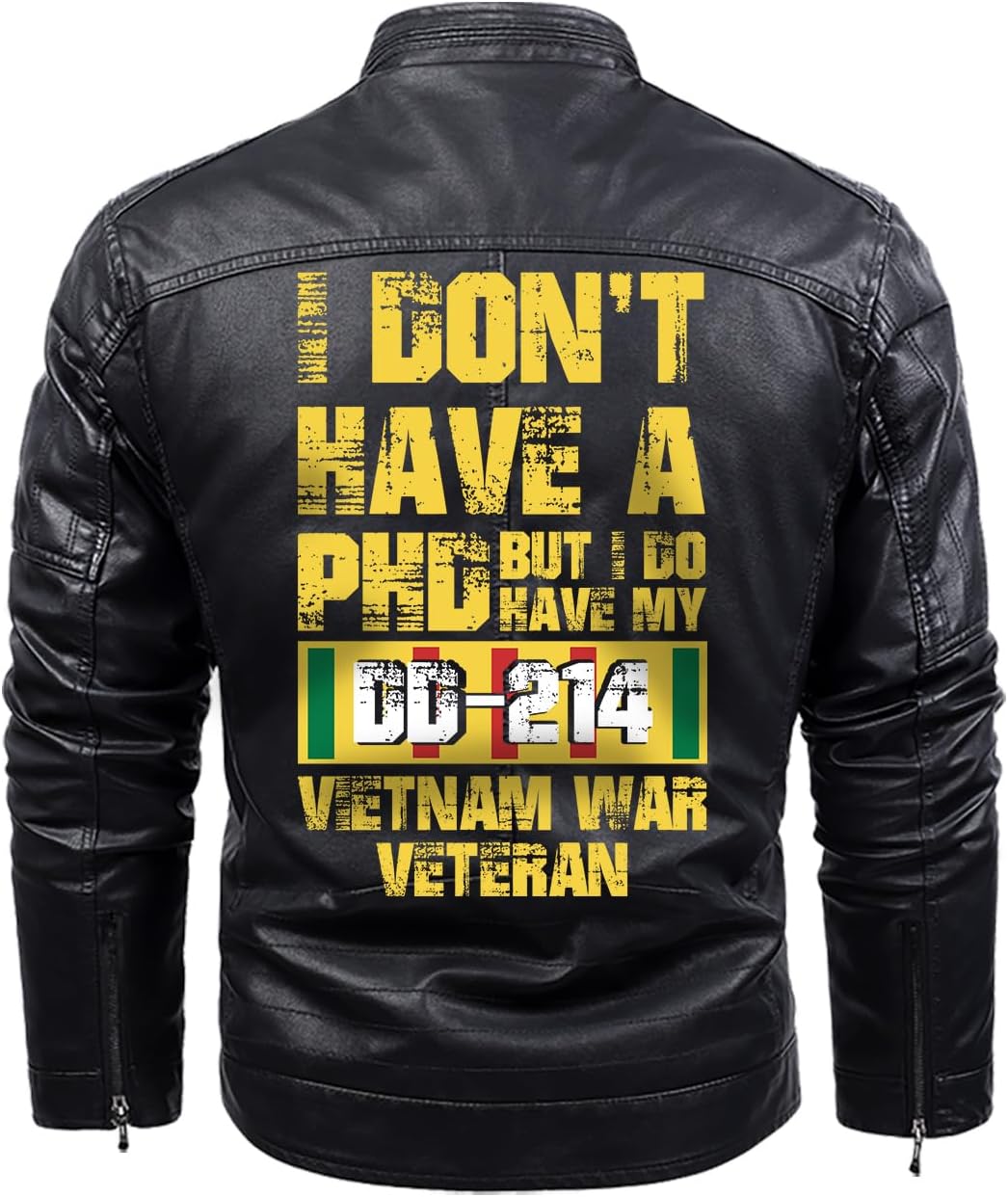 US Veteran, DD-214, Vietnam Veteran Leather Jacket Vest Personalized Vietnam War Ribbon