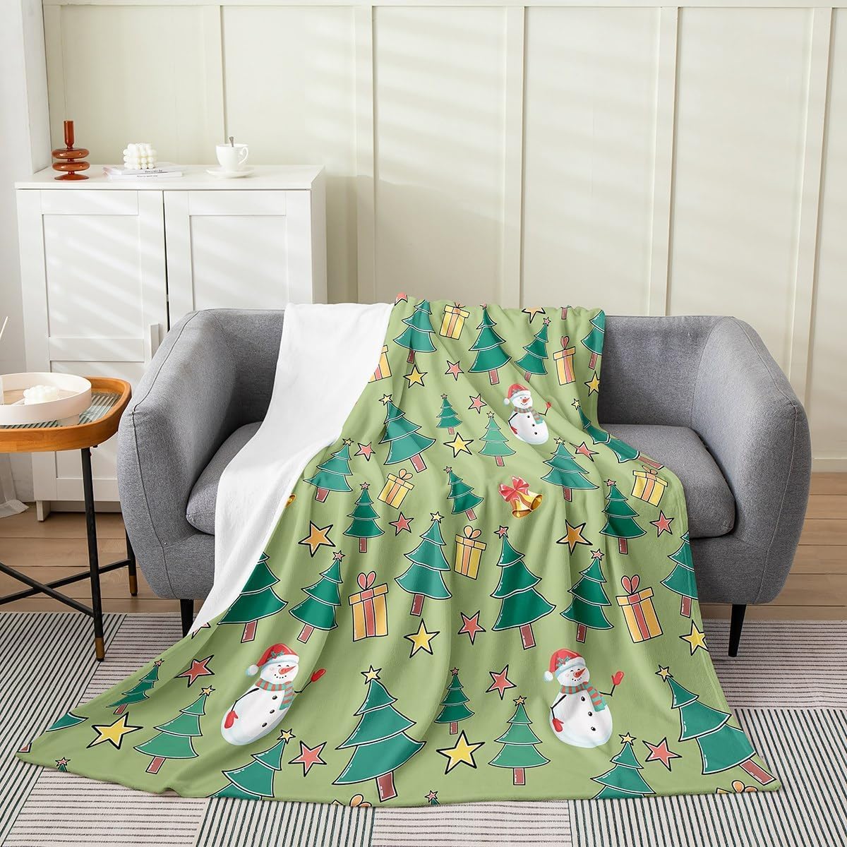 Plaid Couverture De Noël, Couverture En Flanelle Bonhomme De Neige De Noël Literie Couverture De Polaire Pour Lit Canapé 130x150cm - Maison