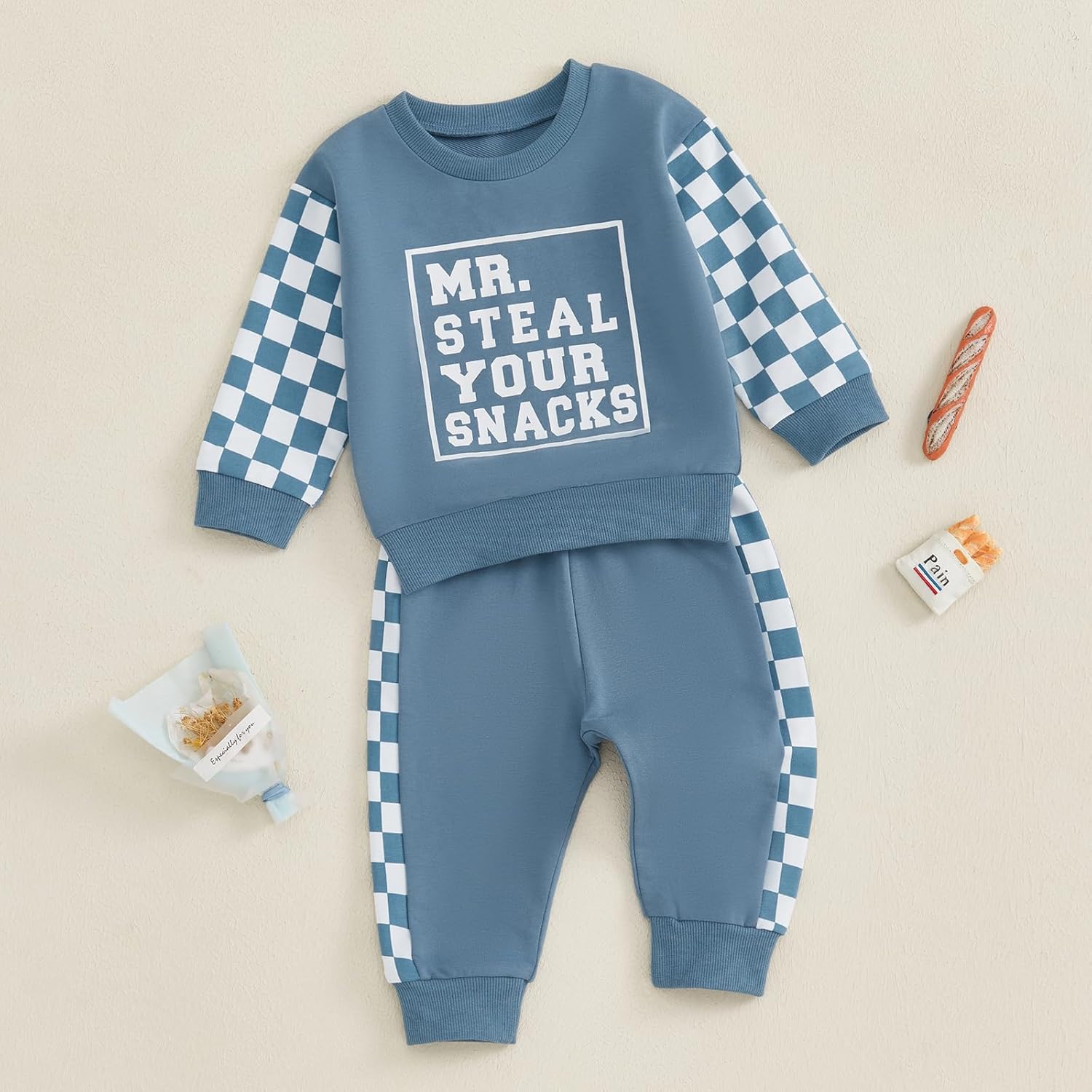 BeQeuewll Fall Winter Toddler Baby Boy Clothes 2Pcs Color Block Crewneck Sweatshirt and Pants Sweatsuit Little Boy Clothing - Image 2