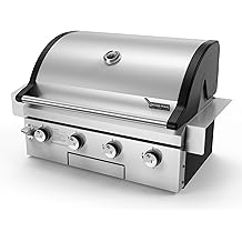 Brand-Man Gas Grill Built-In Head, 30-Inch 4-Burner Propane Grill, Natural Gas Convertible, Heavy Duty 304 Stainless Steel 40,000BTUs BBQ Island Outdoor Kitchen