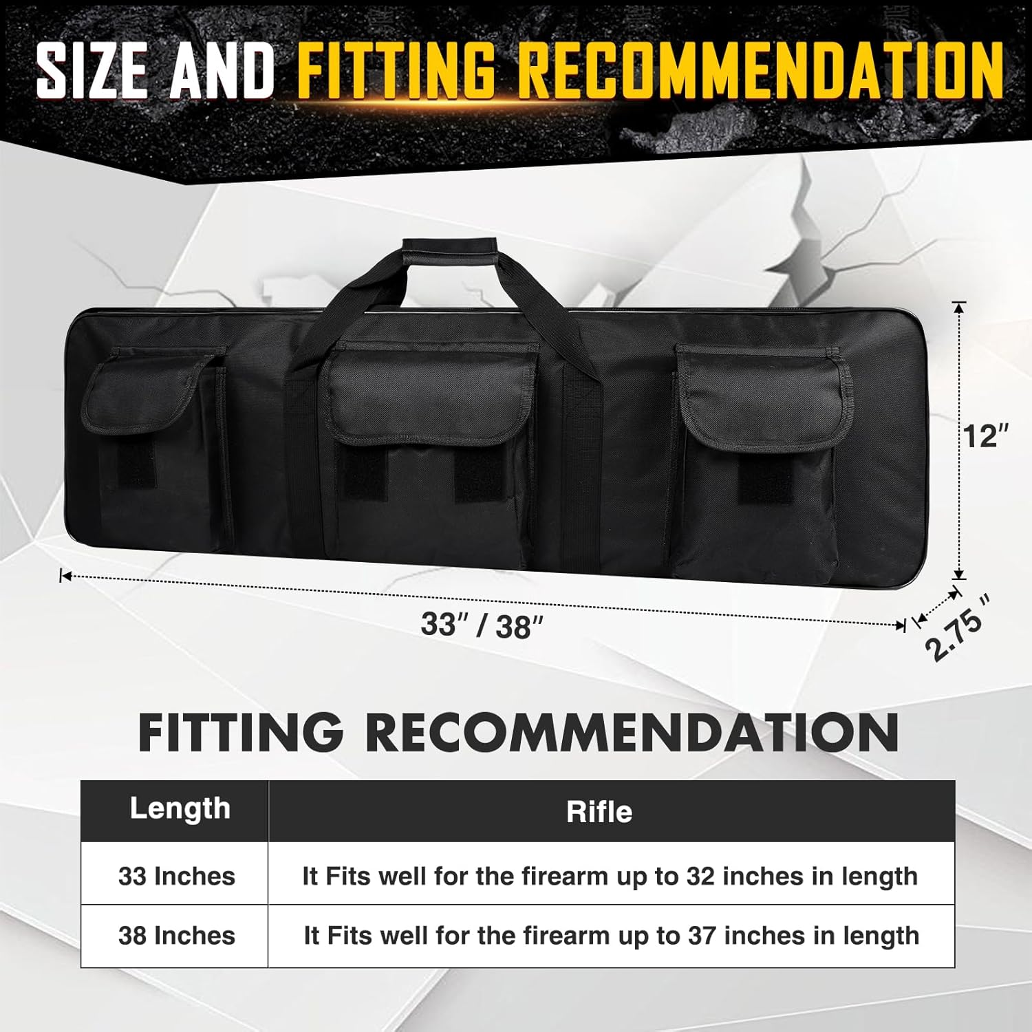 Single Rifle Bag for store and transport rifles, shotguns, and airsoft guns well padding rifle packbag with 3 side pockets to fit all the essential