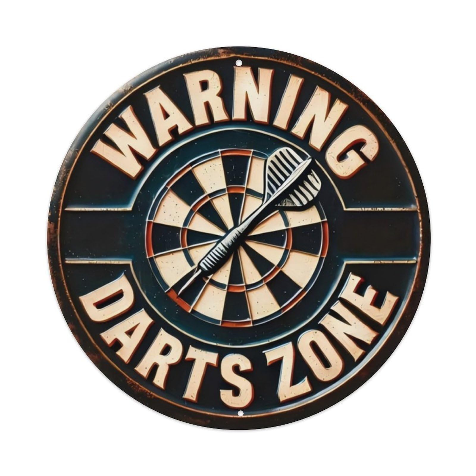 Ldfuieksufg Style Vintage Warning Darts Zone Round Wall Decor Art Vintage Aluminium Metal Sign, Retro Wall Decor For Home, Bar, Garage & Farmhouse 20X20cm