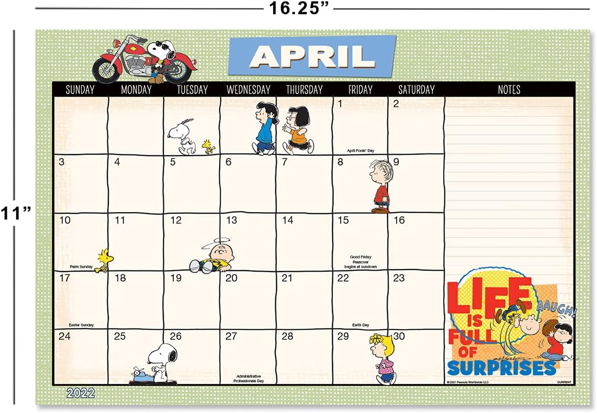 Calendrier Snoopy 2023 Amazon.com : 2022-2023 Peanuts Calendar Pad - 11" X 16-1/4", Includes  Magnets, Runs From January 2022 To December 2023 : Office Products