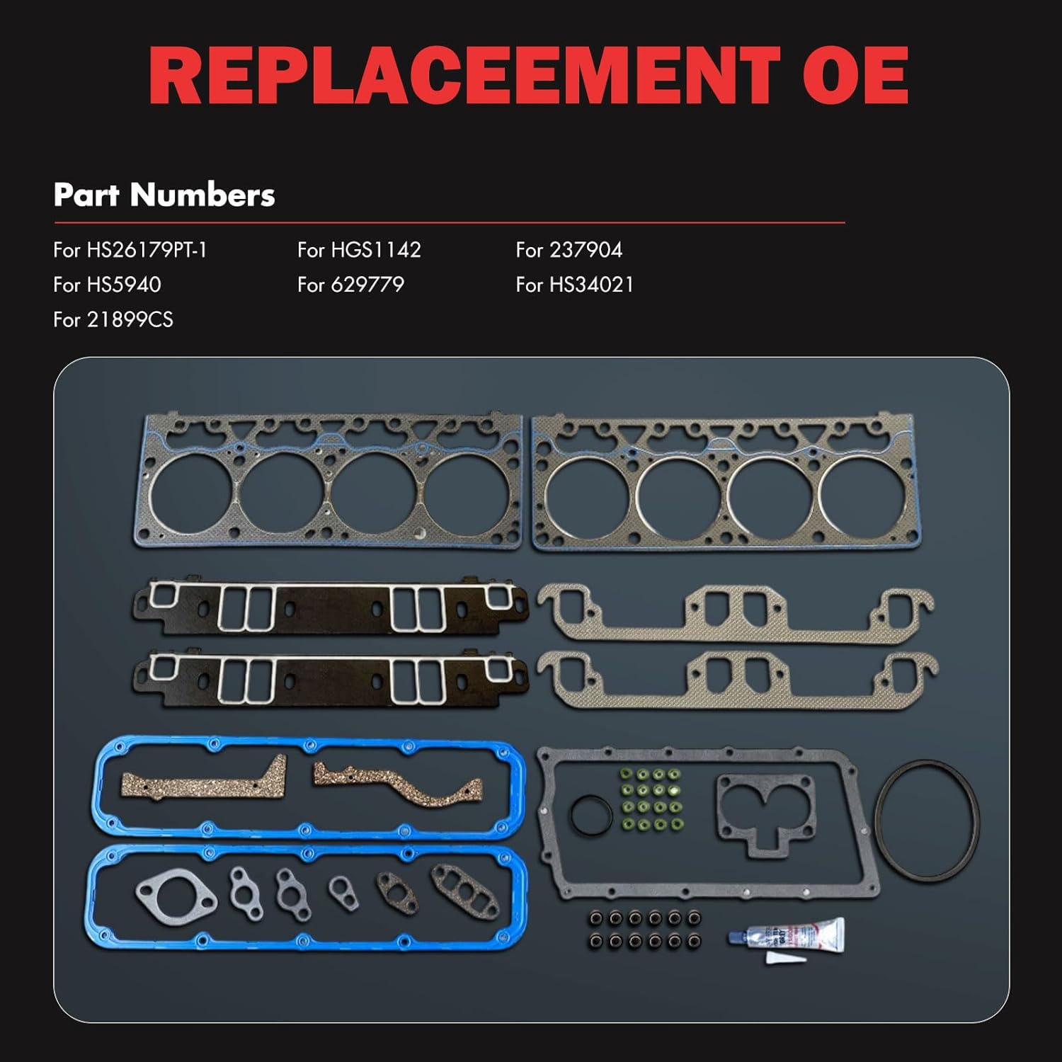 Engine Head Gasket Set Compatible with 1992-1997 for Dodge Dakota 5.2L;1995-1997 for Dodge B3500 5.2L;1995-1997 for Dodge B3500 5.9L, OE# HS26179PT-1