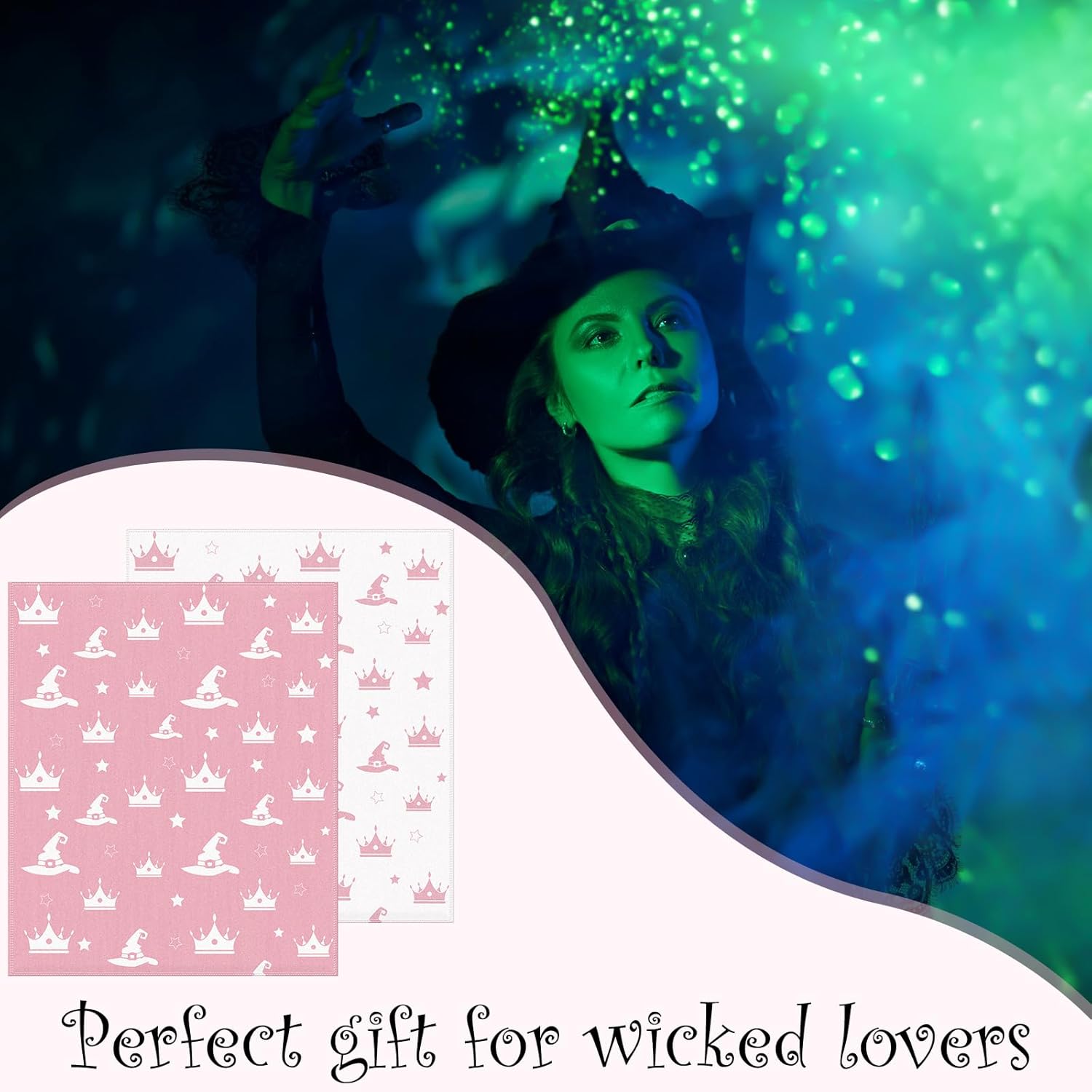 Witch Hat and Pink Crown Blanket for Girls 50 x 60 Inch Reversible Witch Theme Throw Blanket Fun Team Gifts for Christmas Halloween Thanksgiving Gift Decoration - Image 6