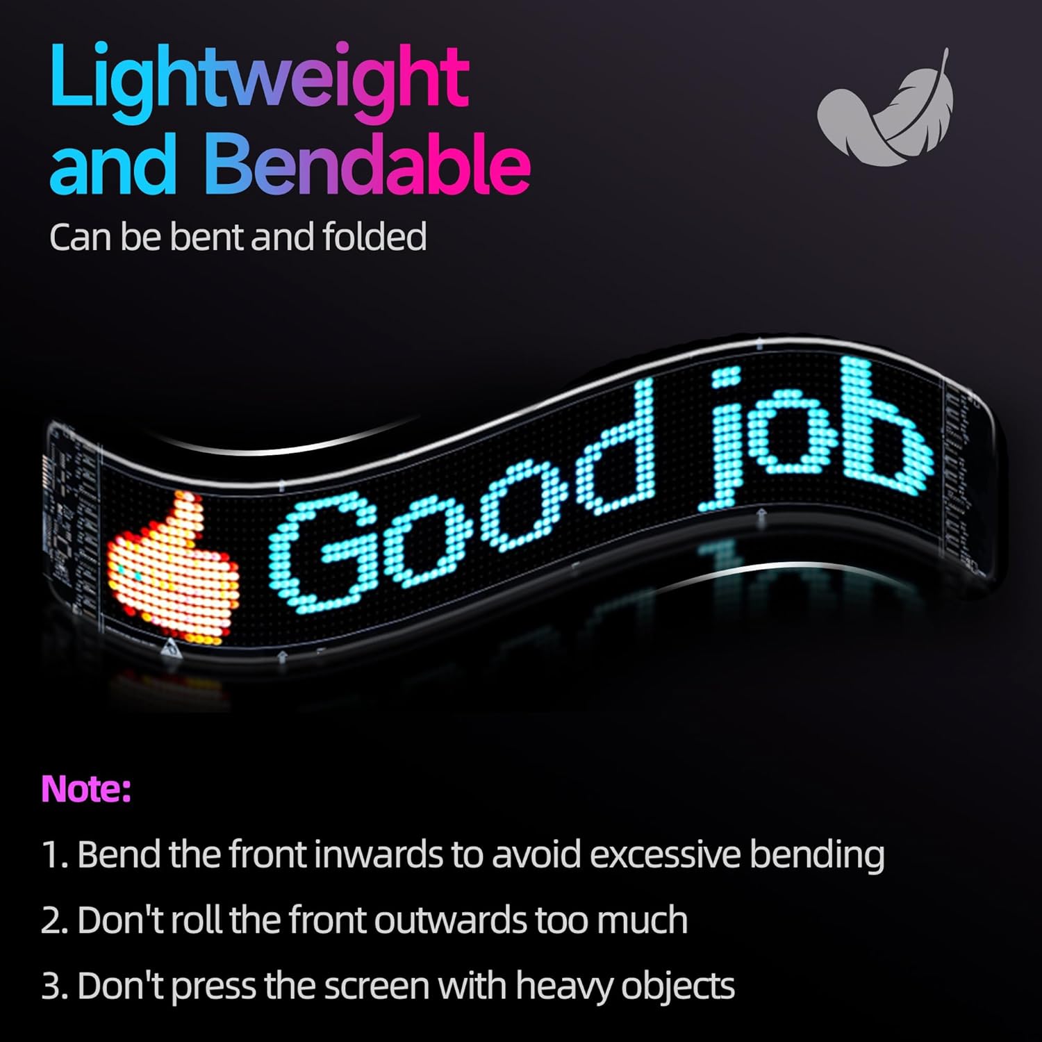 LED Light Signs for Car, 13''x 3'' Flexible LED Matrix Panel, Bluetooth App Control DIY Programmable Scrolling Sign for Car Taxi Store Hotel