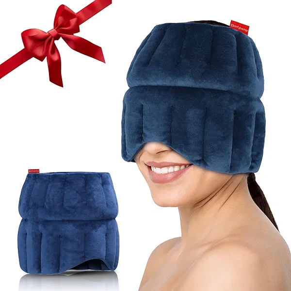Comfytemp Migraine Headache Relief Cap, FSA Eligible, Microwave Heating Pad Migraine Mask for Sinus Pressure, Tension Headache, Tires Eyes, Microwavable Warm Compress Eye Mask for Pain Relief, Anxiety