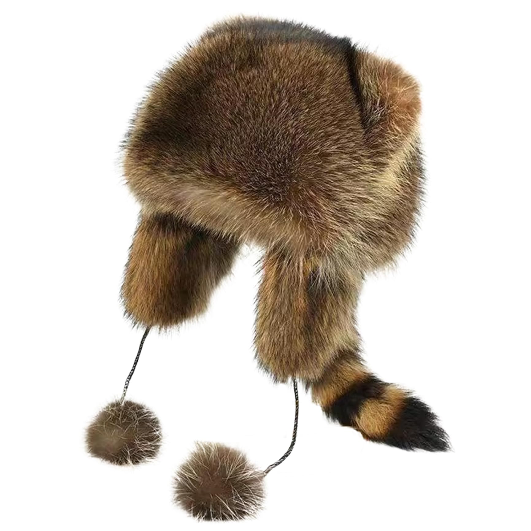 Chapeau de Raton Laveur pour Enfants, Doux Chapeau à Fourrure Chaud et Doux et Doux, Chapeau coonsin Mignon avec Queue, Chapeau de scène réglable pour Le Froid,