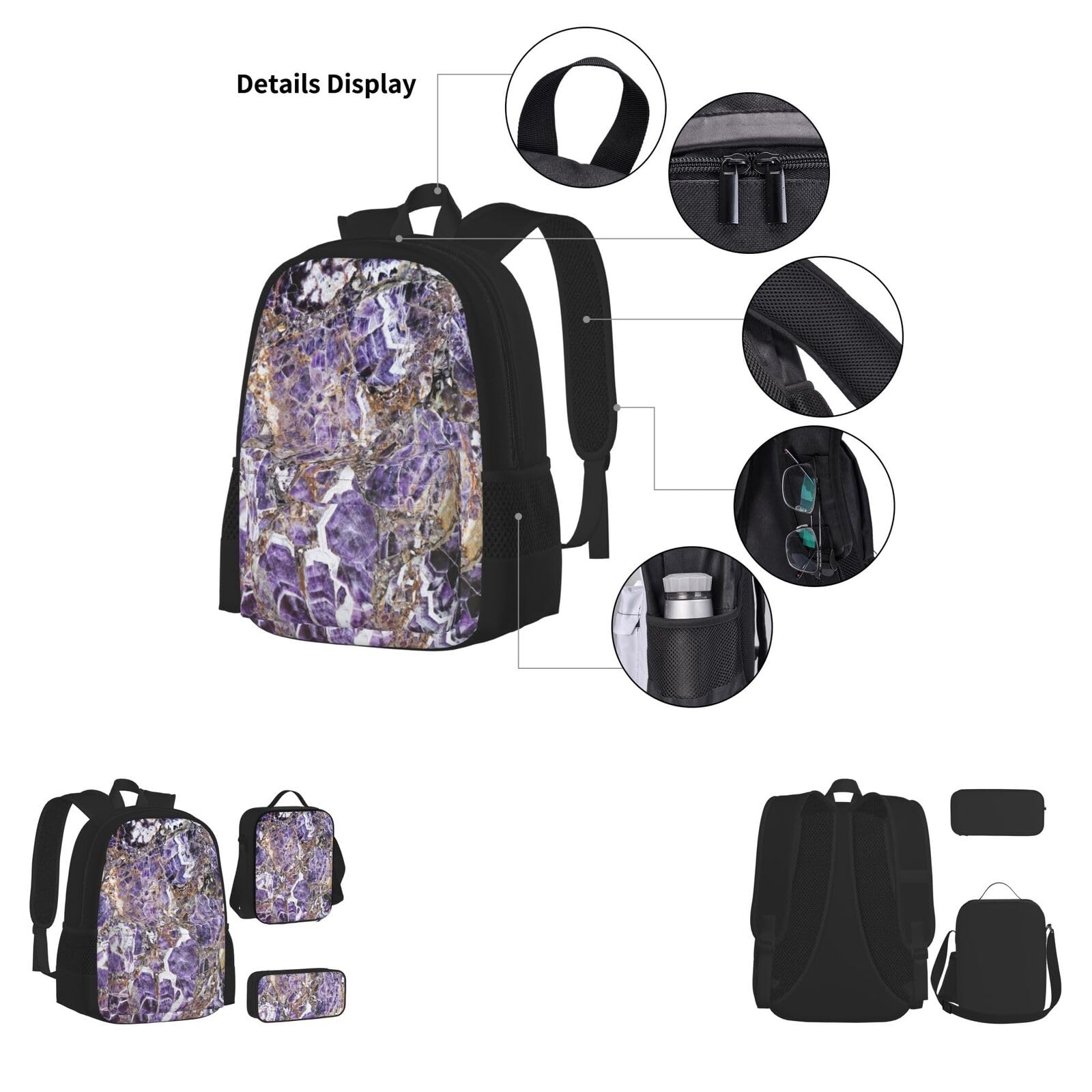 Schulbücher-Set mit Hundepfotenmuster, mit Lunch-Tasche, Federmäppchen, Reise-Laptop-Rucksack, Schultasche, 3-teiliges Set