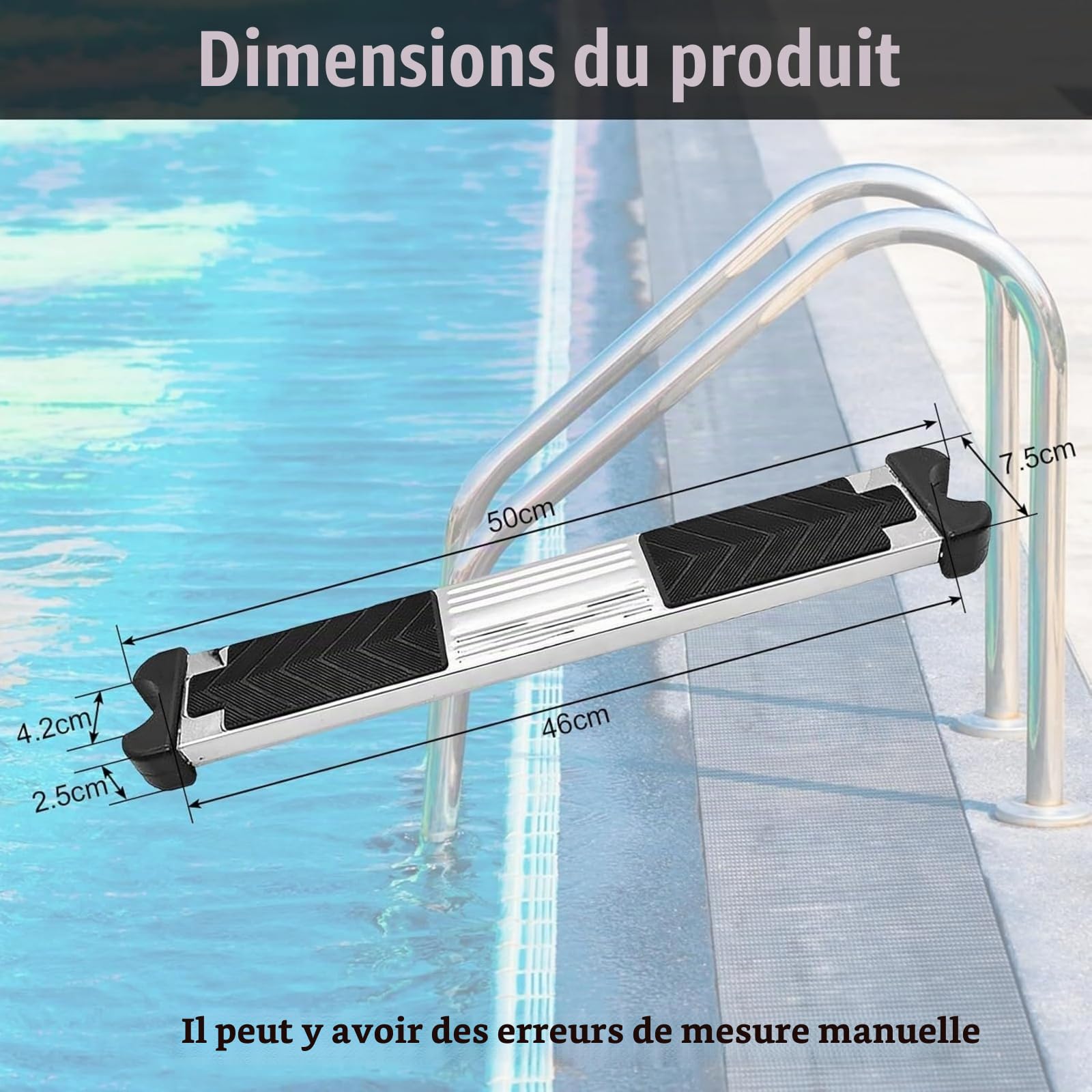 Marchepied de Rechange pour échelle de Piscine en Acier Inoxydable, Pédales D'échelle de Piscine avec Rembourrage en Caoutchouc Antidérapant et Vis, Pédale Antidérapante pour Piscine pour Piscines,Spa