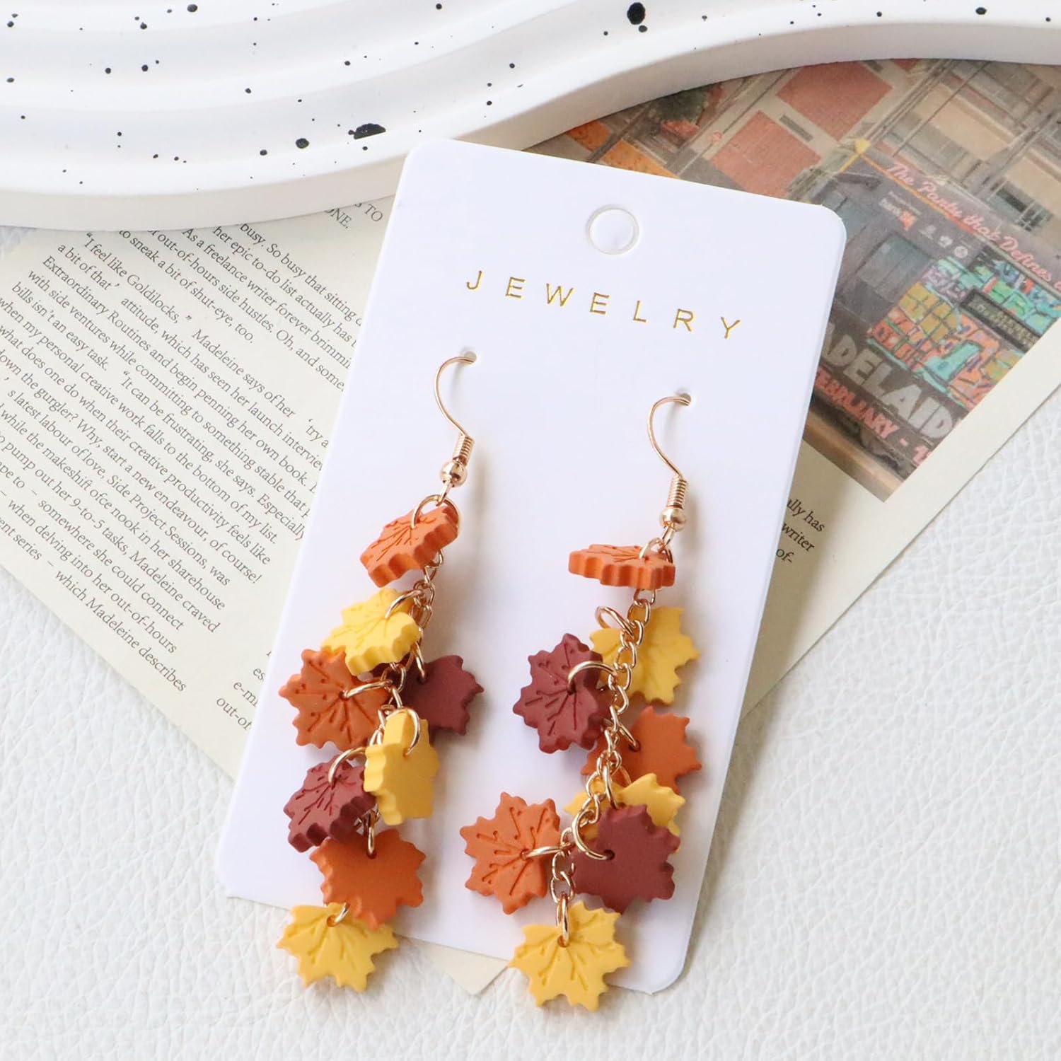Fall Thanksgiving Earrings for Women Fall Maple Leaf Drop Earrings Autumn Thanksgiving Day Party Holiday Trendy Jewelry - Image 3